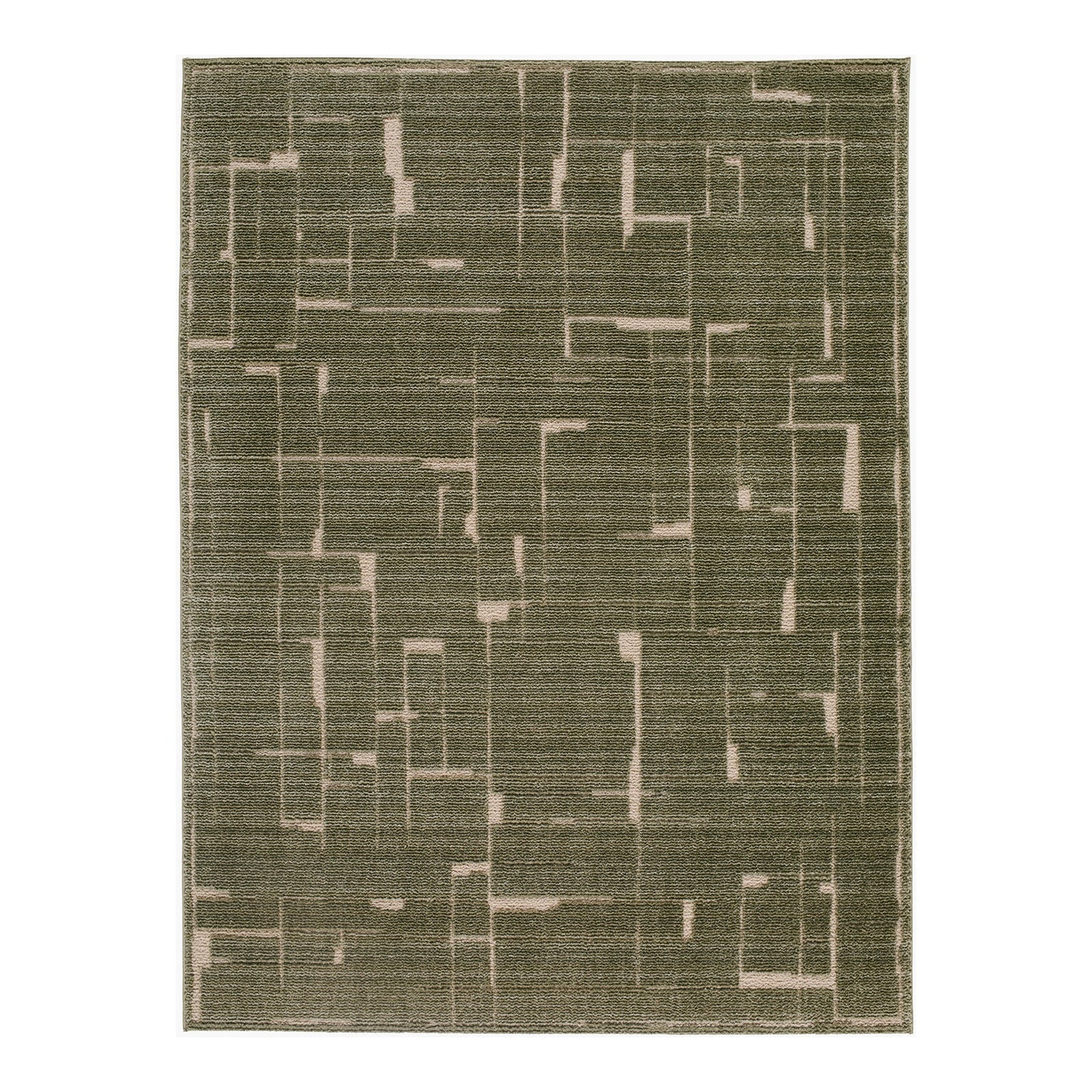 Alba Green Modern Geometric Rug
