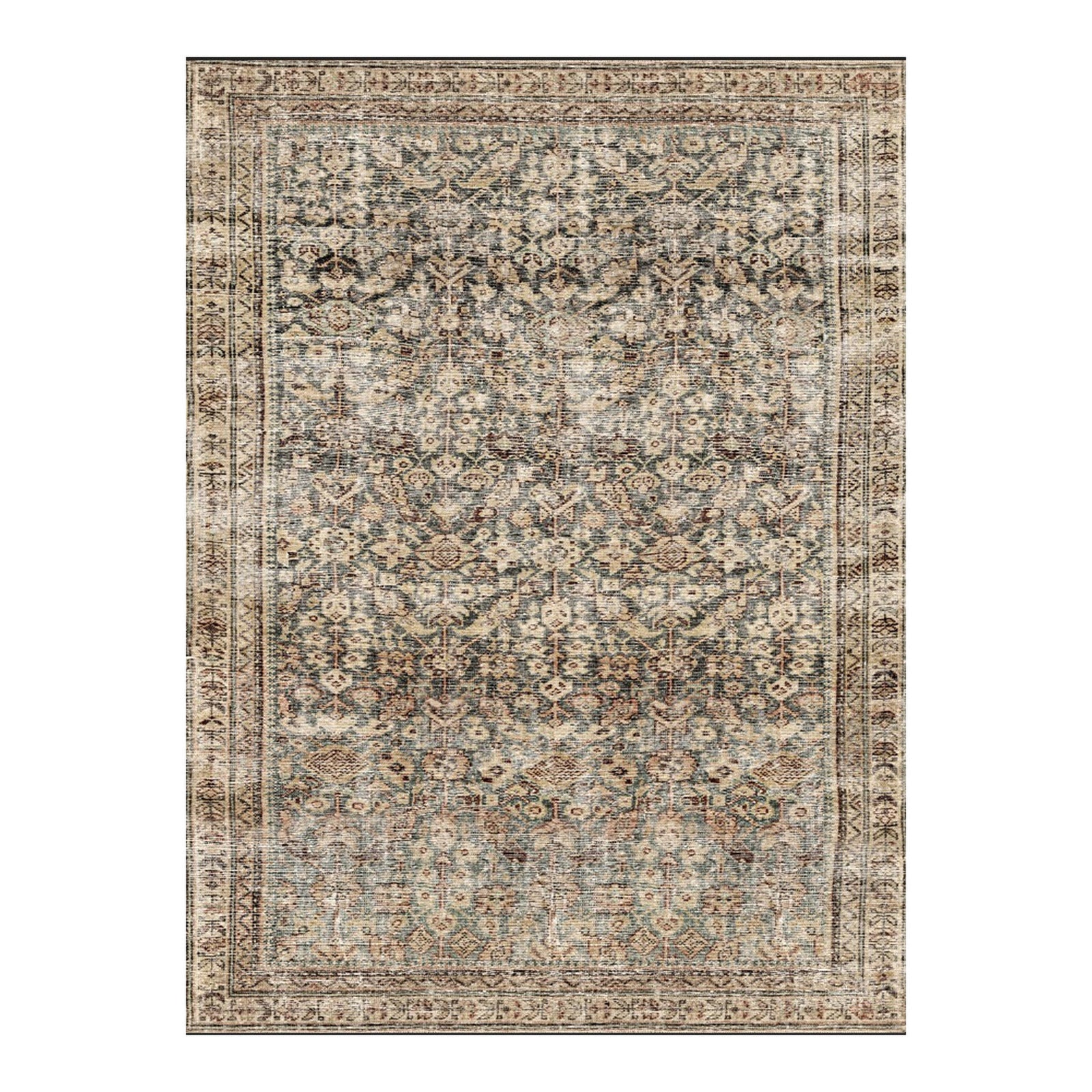 Collins Avenue by Galey Alix Brown & Dark Green Vintage Boho Fringe Rug