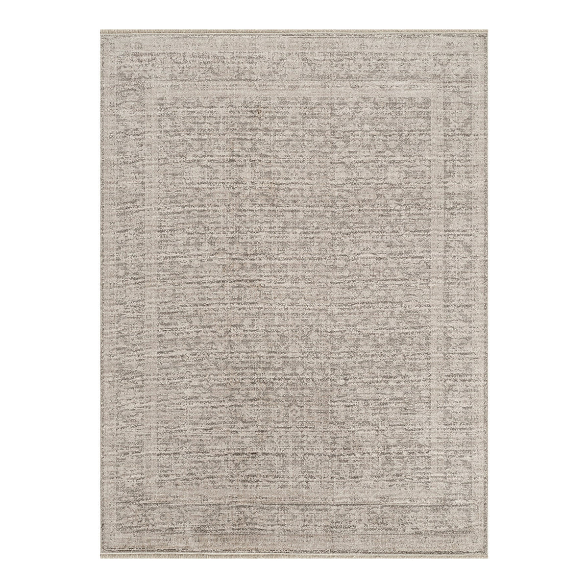 Maria Elena by Galey Alix Ivory & Brown Vintage Boho Fringe Rug