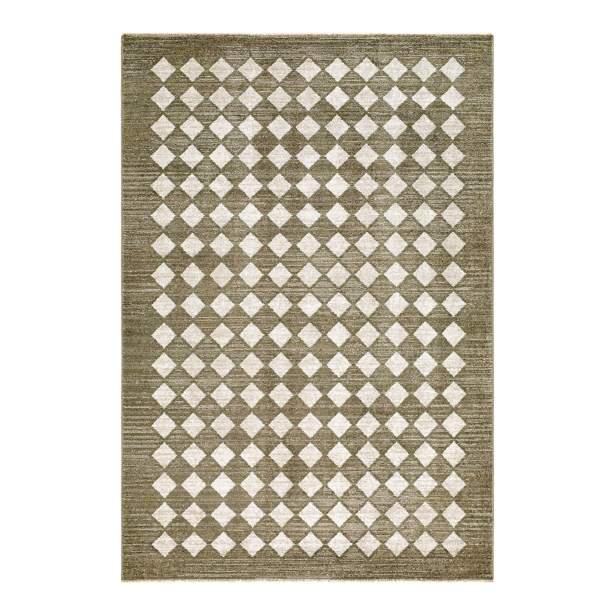 Myrtle Avenue V by Galey Alix Taupe & Olive Geometric Fringe Rug