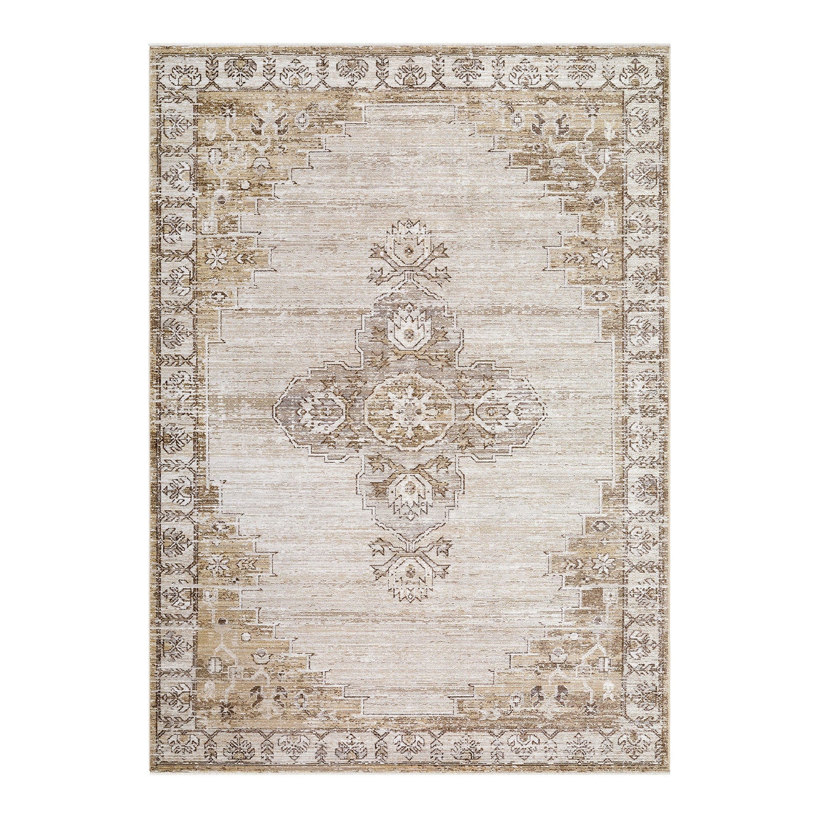 Fifth Avenue 2304 Brown, Light Grey & Off White Vintage Boho Fringe Rug