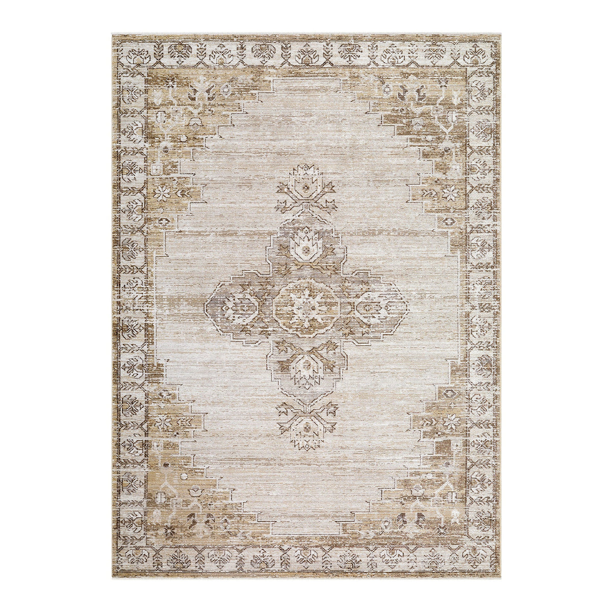 Fifth Avenue 2304 Brown, Light Grey & Off White Vintage Boho Fringe Rug