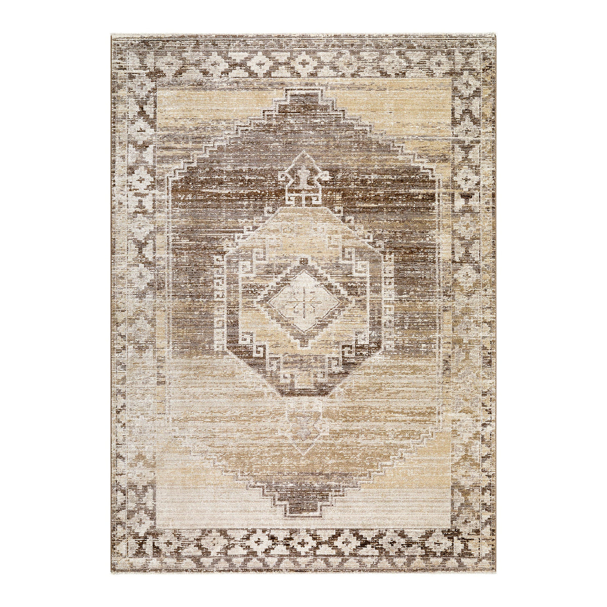 Fifth Avenue Taupe & Light Grey Vintage Boho Fringe Rug