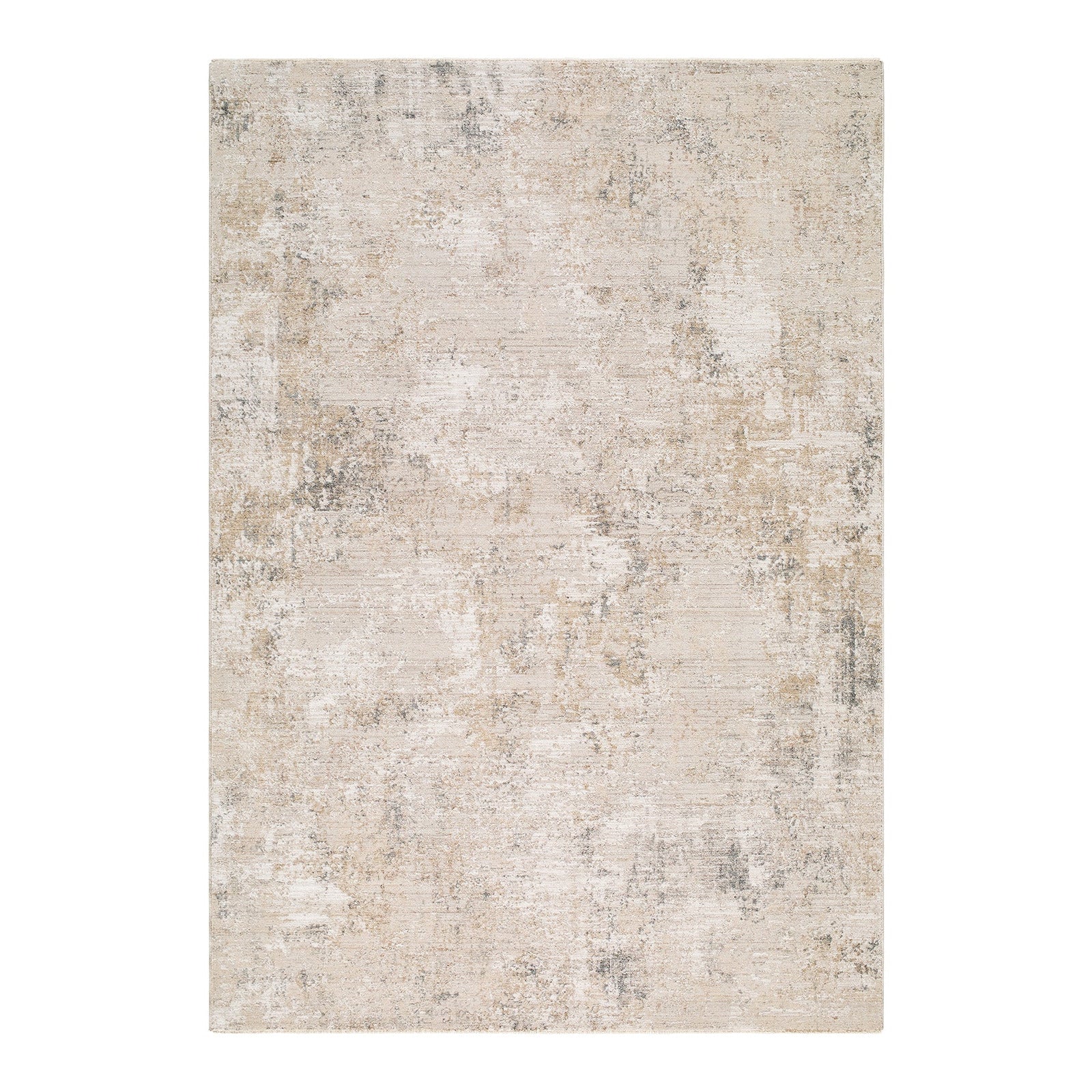 Nathan Beige & Cream Abstract Fringe Rug