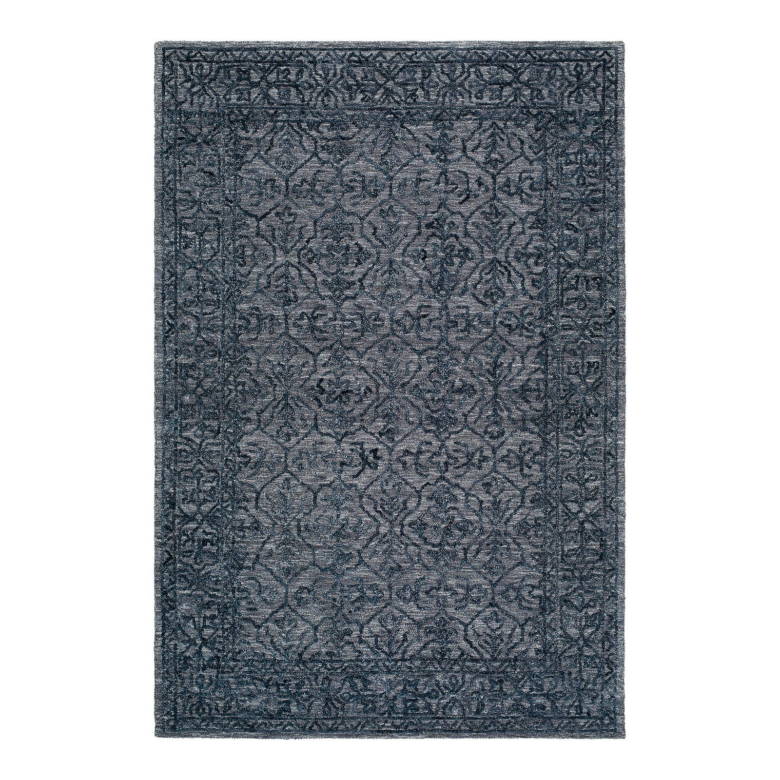 Sicily Blue & Charcoal Vintage Boho Wool Rug