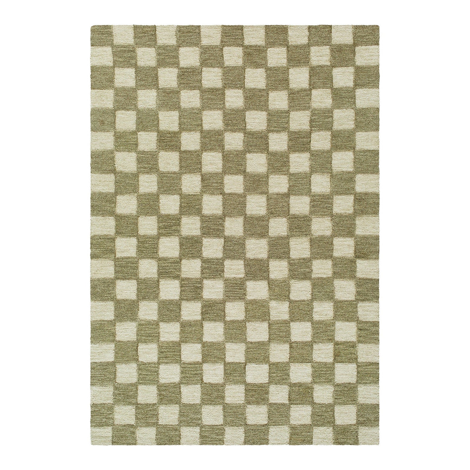 Klopp Green & Olive Modern Checkerboard Wool Rug