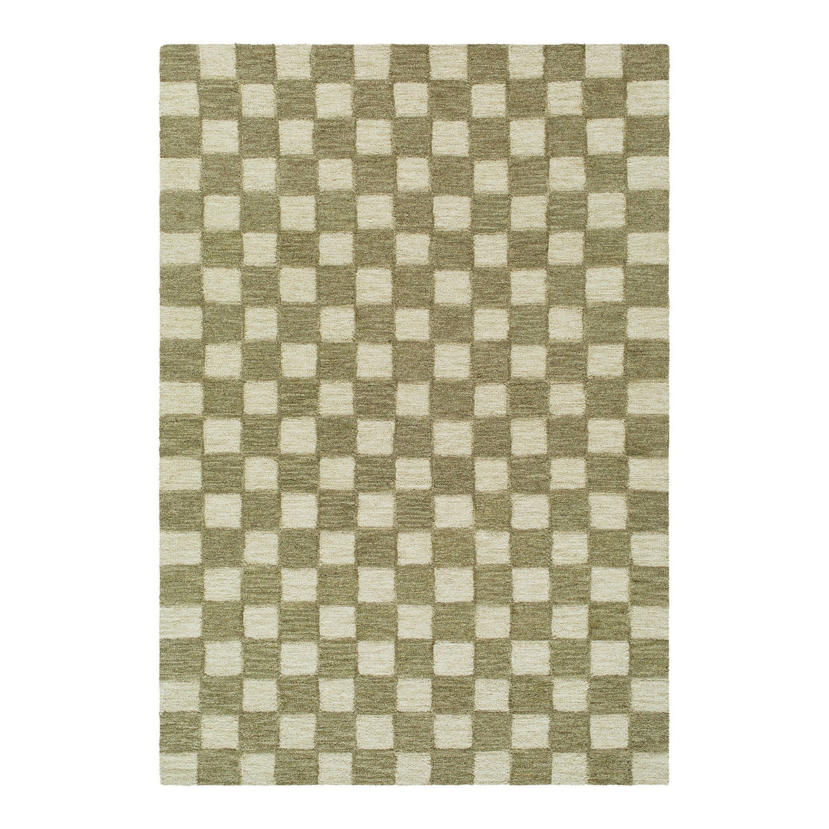 Klopp Green & Olive Modern Checkerboard Wool Rug