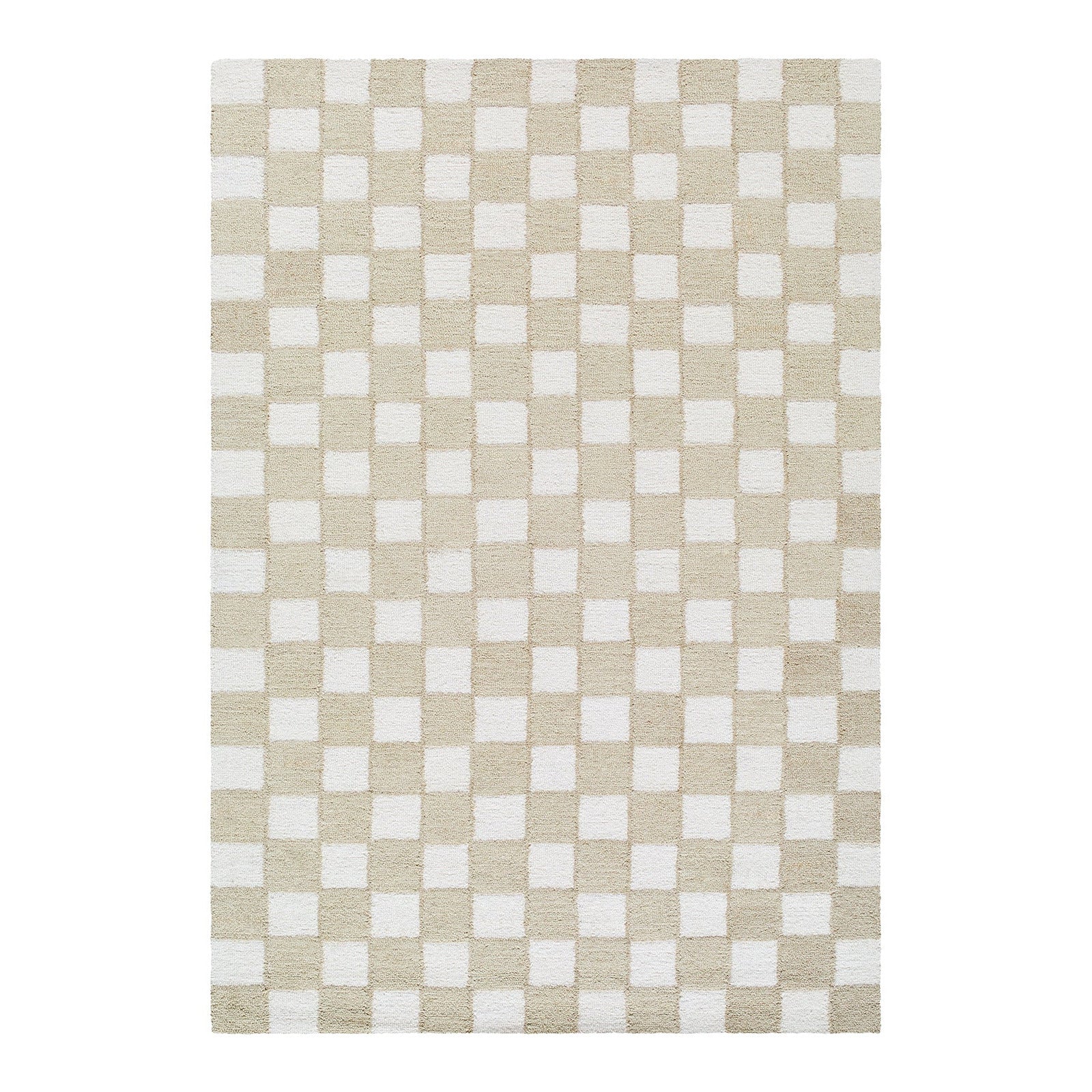 Klopp Beige & Ivory Modern Checkerboard Wool Rug