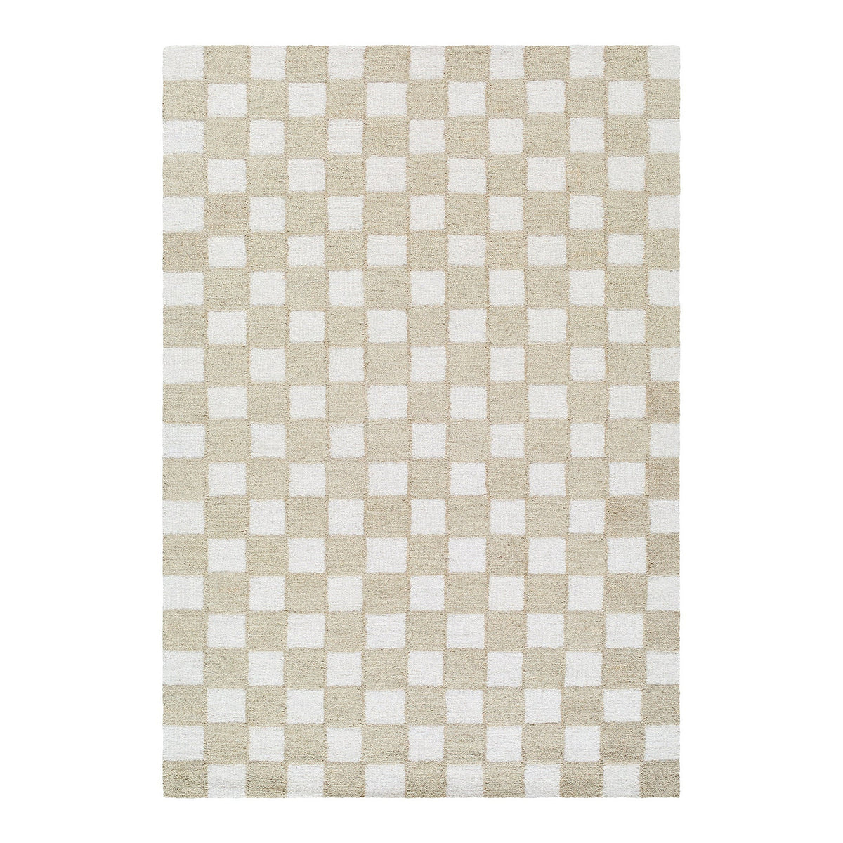 Klopp Beige & Ivory Modern Checkerboard Wool Rug