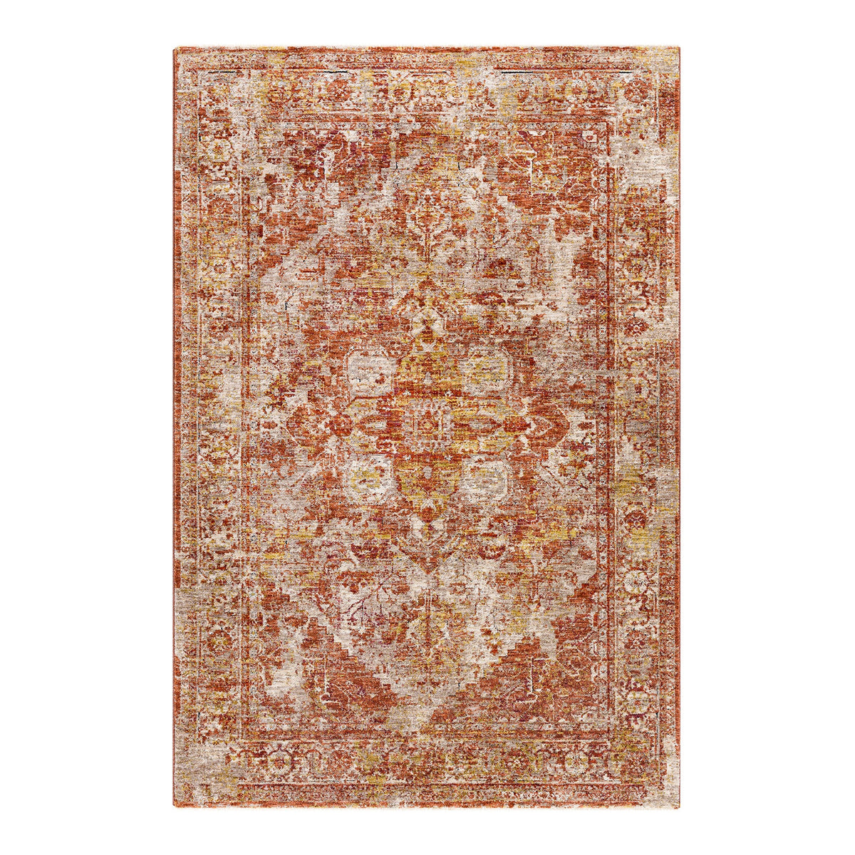Mirabel Brown & Coral Vintage Boho Fringe Rug