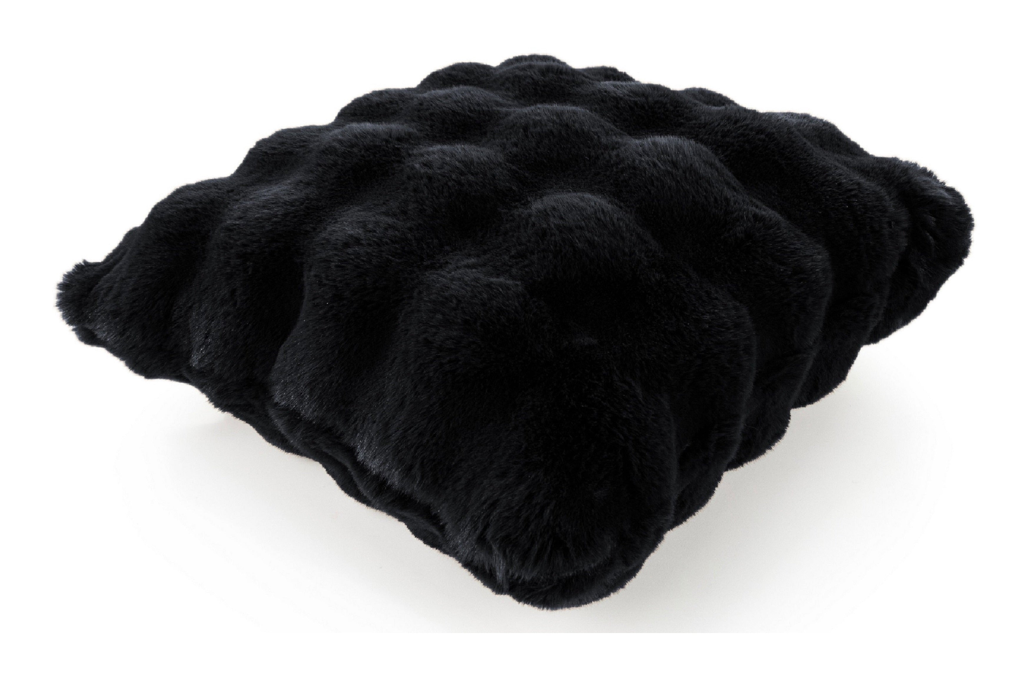 Malini Raffles Black Faux Fur Square Cushion 50x50
