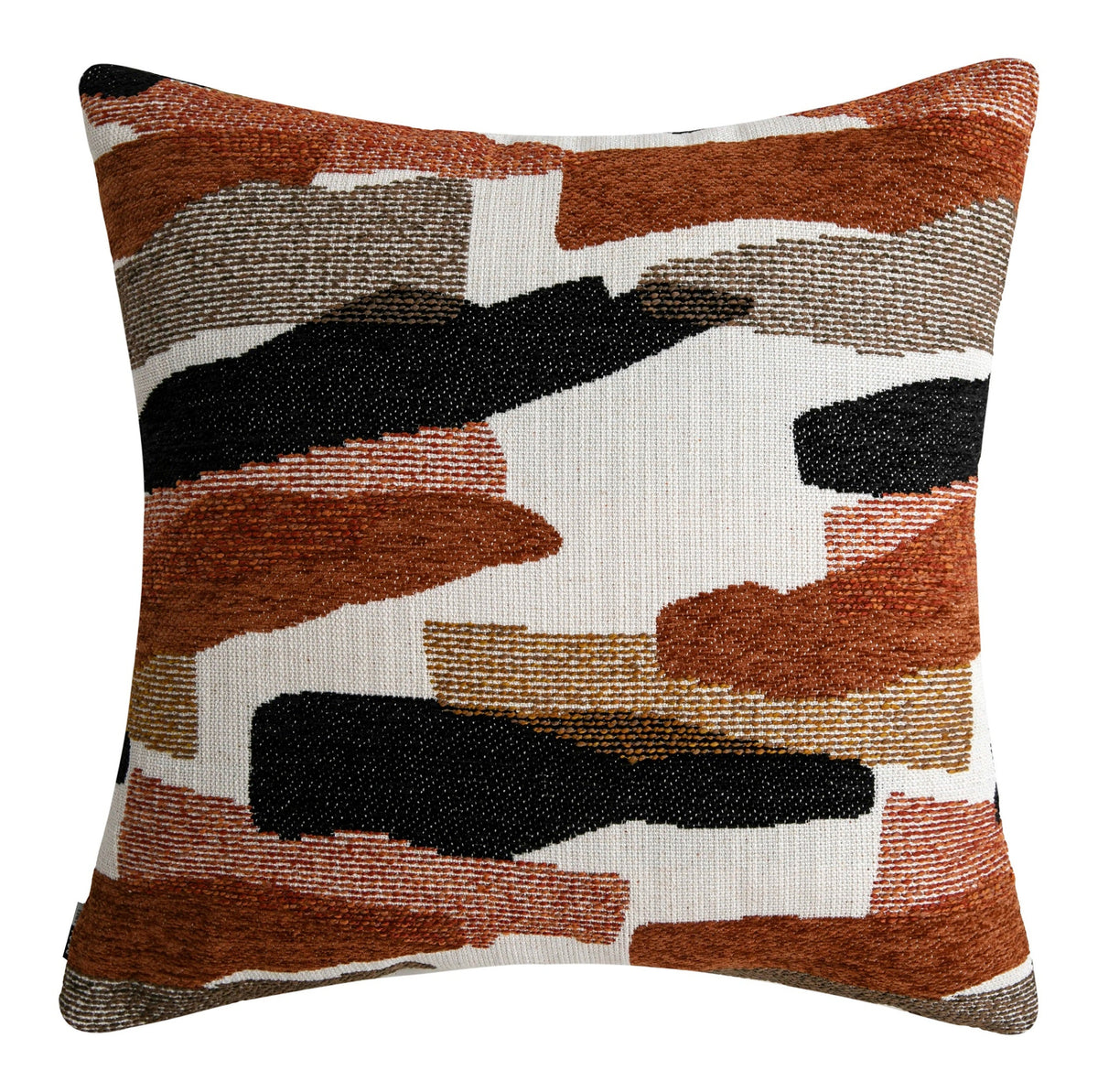 Malini Brooklyn Rust Orange & Black Jacquard Square Cushion 50x50
