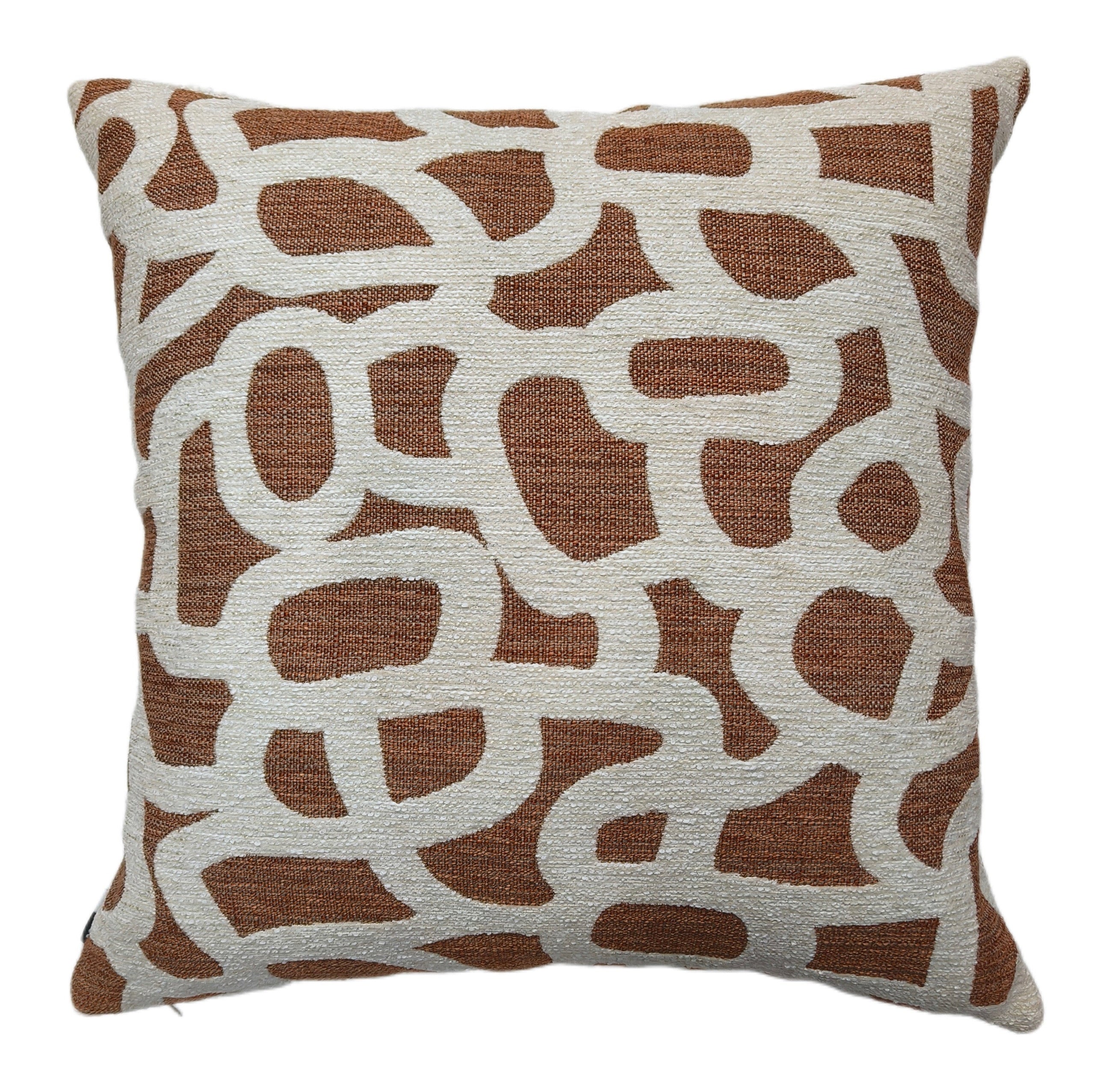 Malini Scribble Rust Orange & Natural Jacquard Square Cushion 50x50
