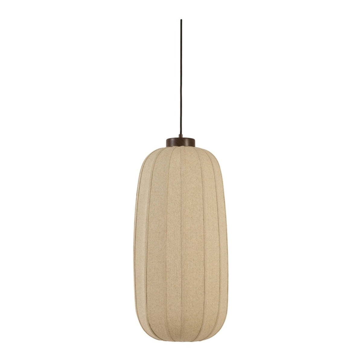 Voka Dark Brown & Natural Linen Pendant Light 32cm