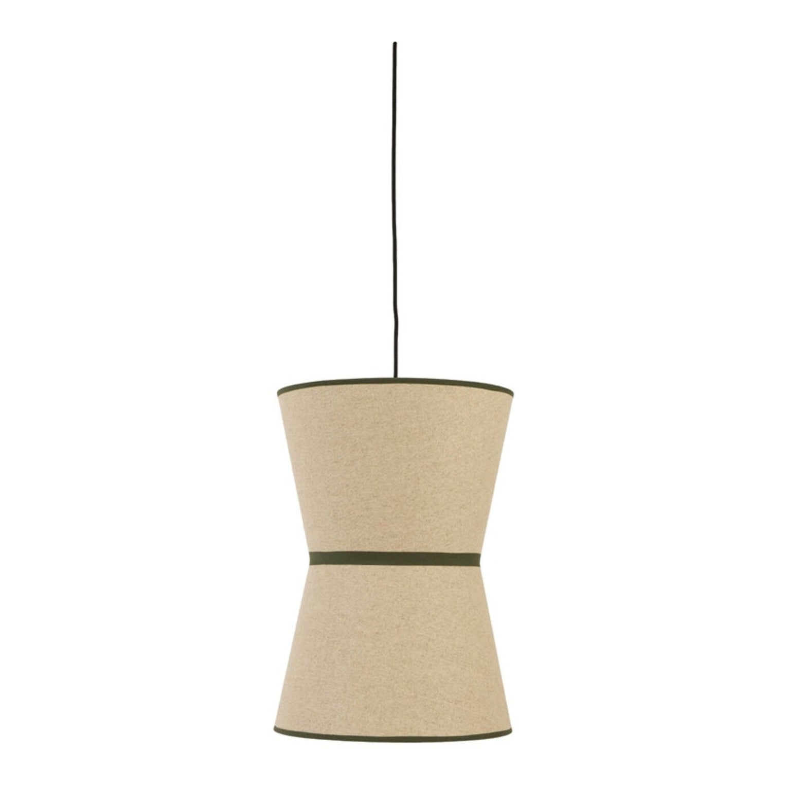 Lyco Natural & Green Linen Pendant Light 35cm