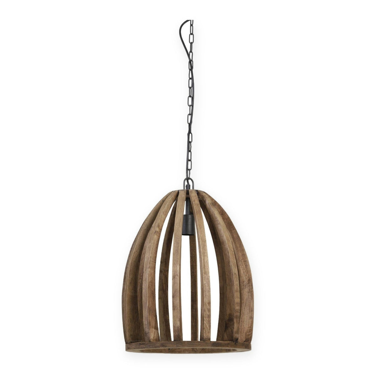 Haranka Dark Brown Wood Pendant Light 38cm