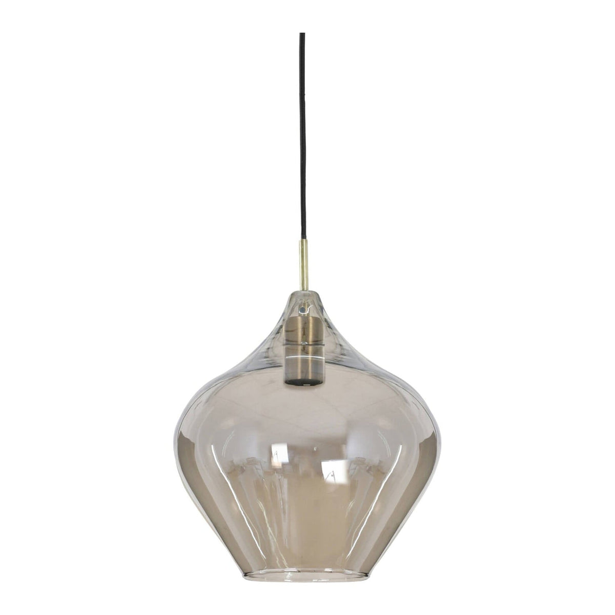 Rakel Antique Bronze & Smoked Glass Pendant Light 27cm