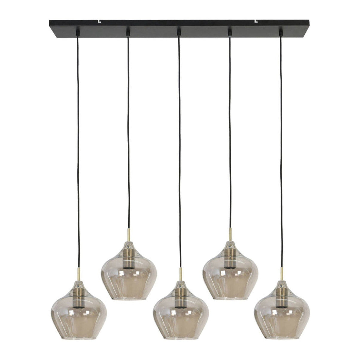Rakel Antique Bronze & Smoked Glass 5 Light Pendant Light 104cm
