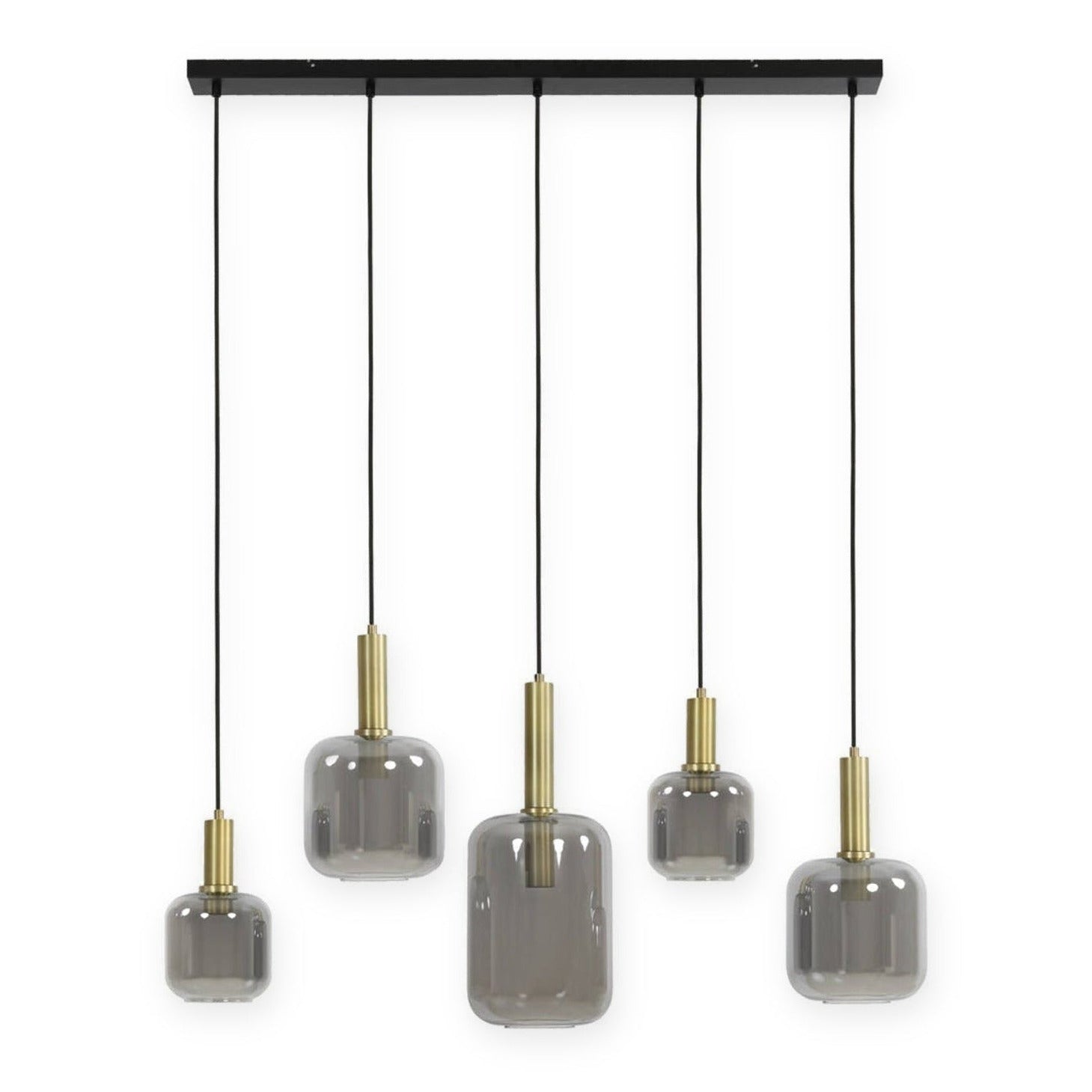 Lekar Antique Bronze & Smoked Glass 5 Light Pendant Light 110cm