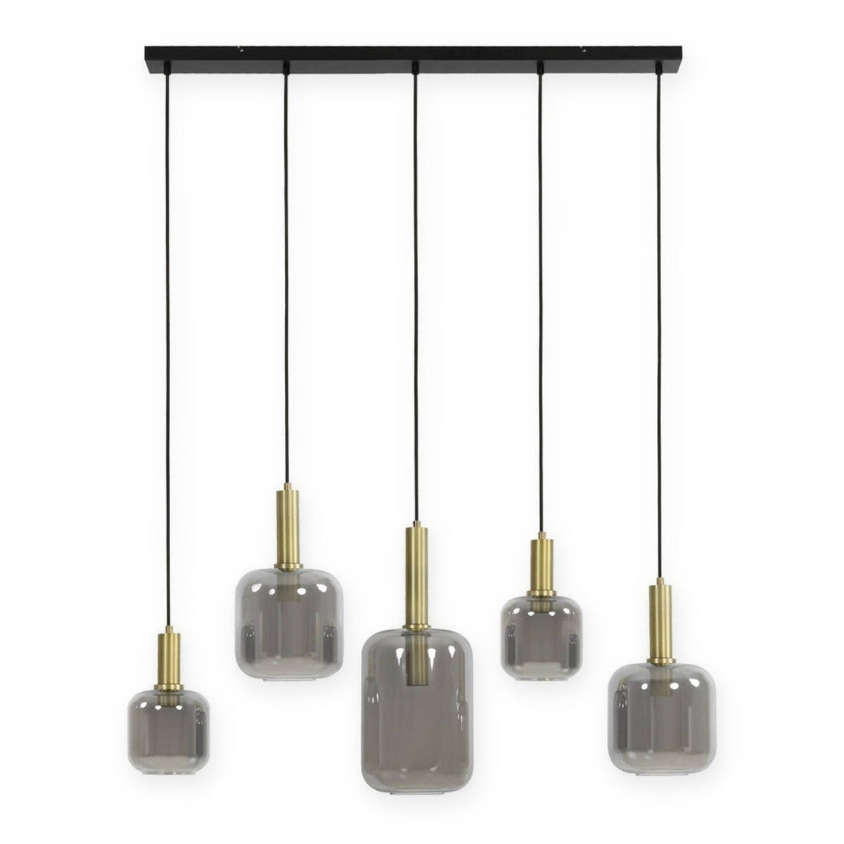 Lekar Antique Bronze & Smoked Glass 5 Light Pendant Light 110cm