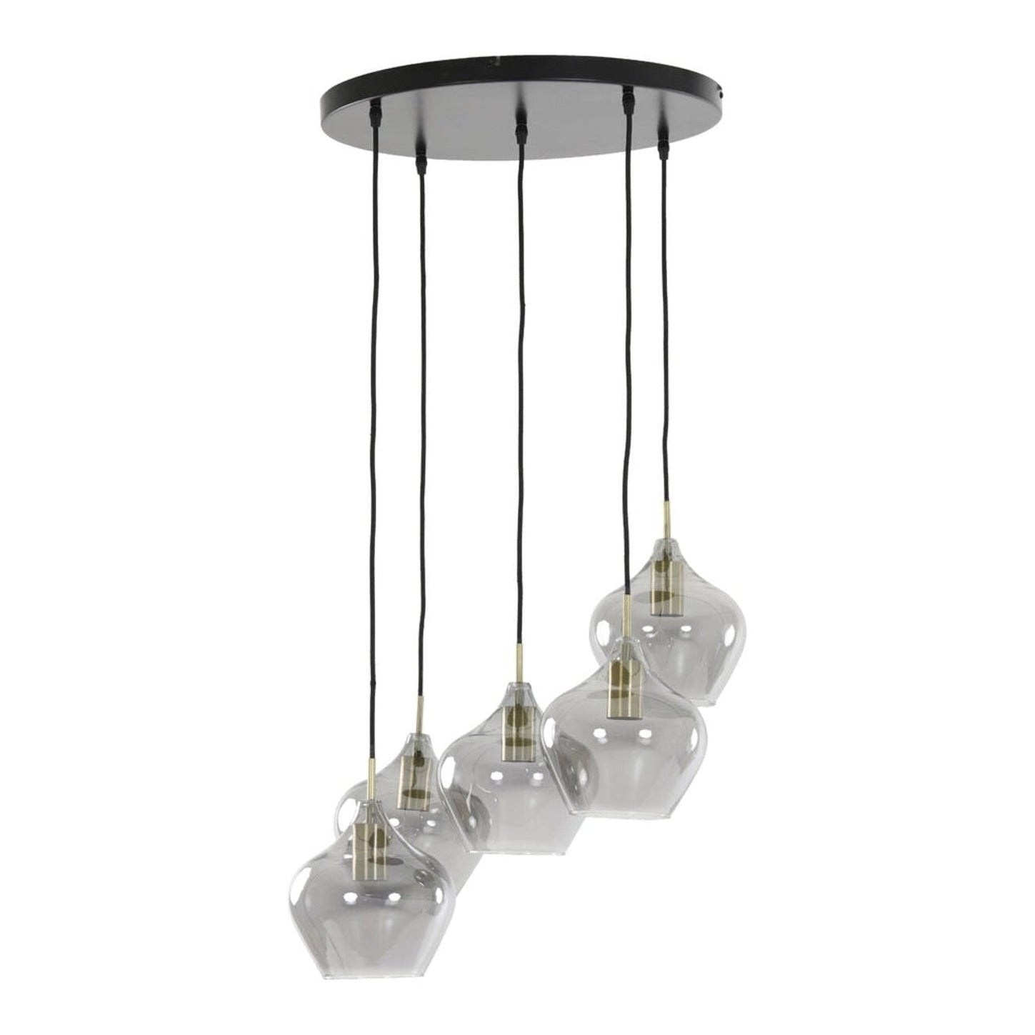 Rakel Antique Bronze & Smoked Glass 5 Light Pendant Light 61cm
