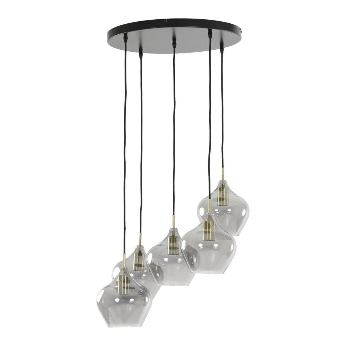 Rakel Antique Bronze & Smoked Glass 5 Light Pendant Light 61cm