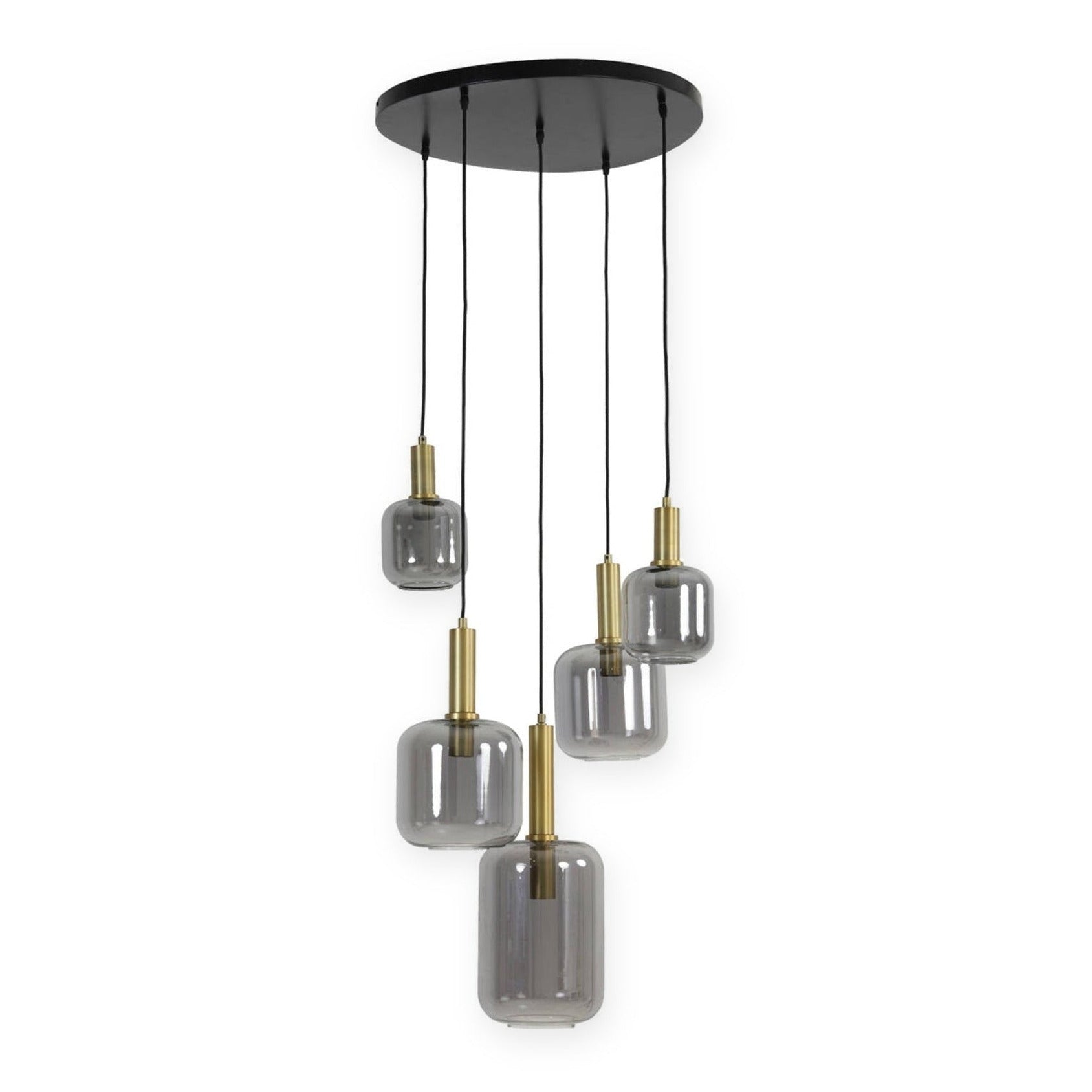 Lekar Antique Bronze & Smoked Glass 5 Light Pendant Light 66cm