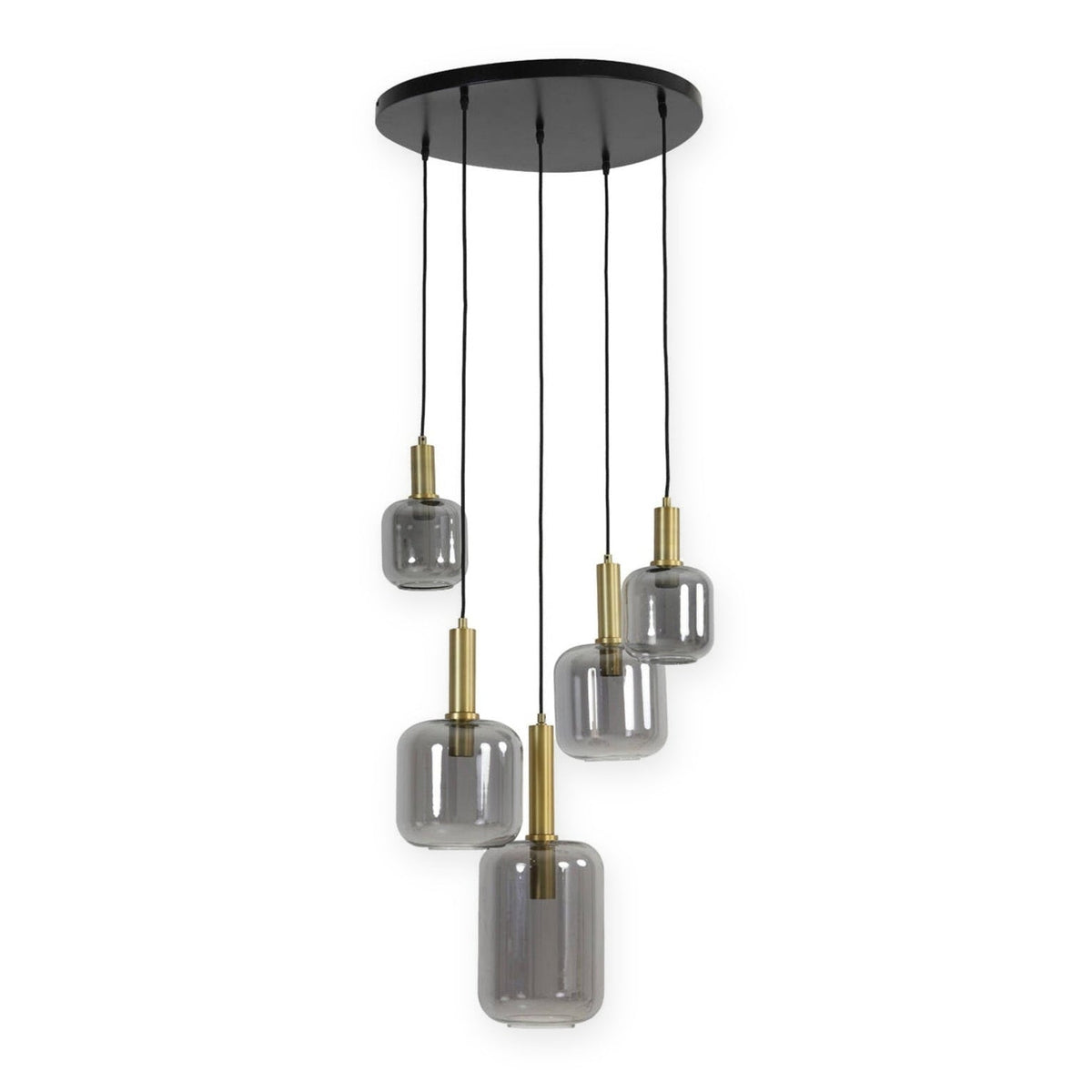 Lekar Antique Bronze & Smoked Glass 5 Light Pendant Light 66cm