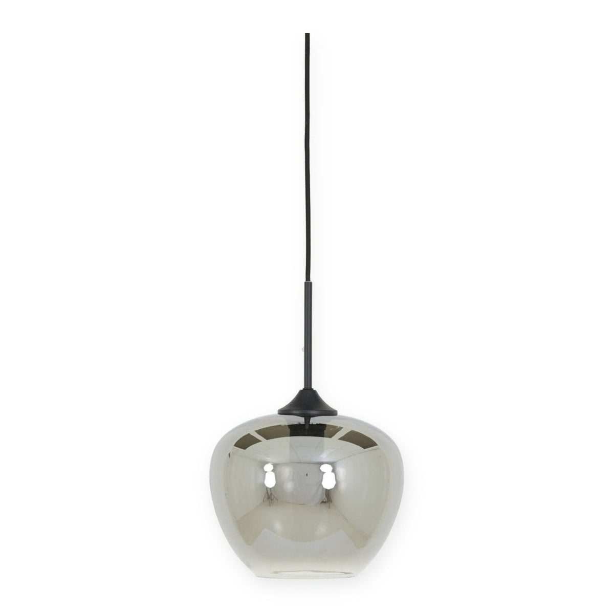 Mayson Smoked Glass & Matt Black Pendant Light 23cm