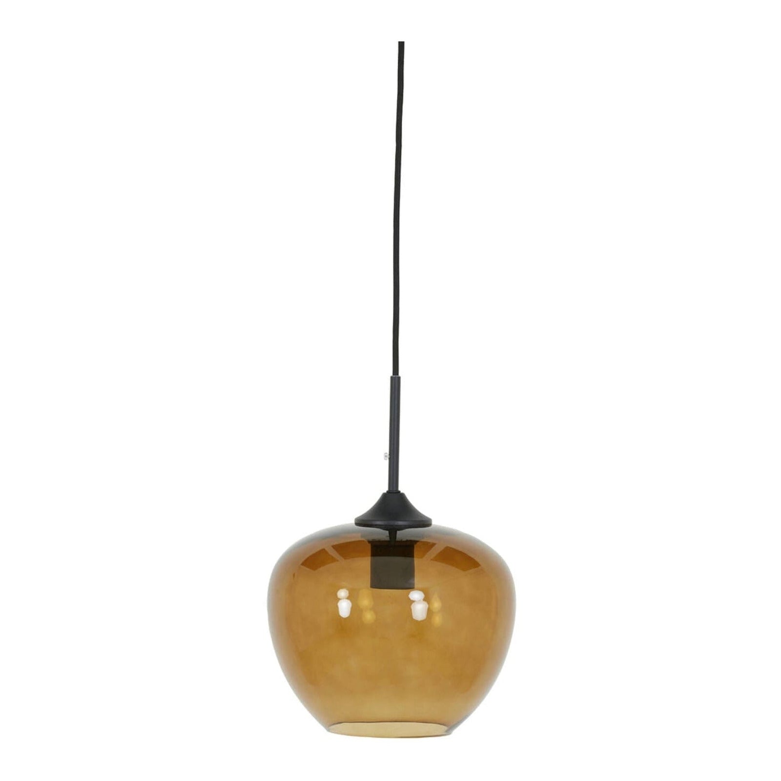 Mayson Brown Glass & Black Pendant Light 23cm