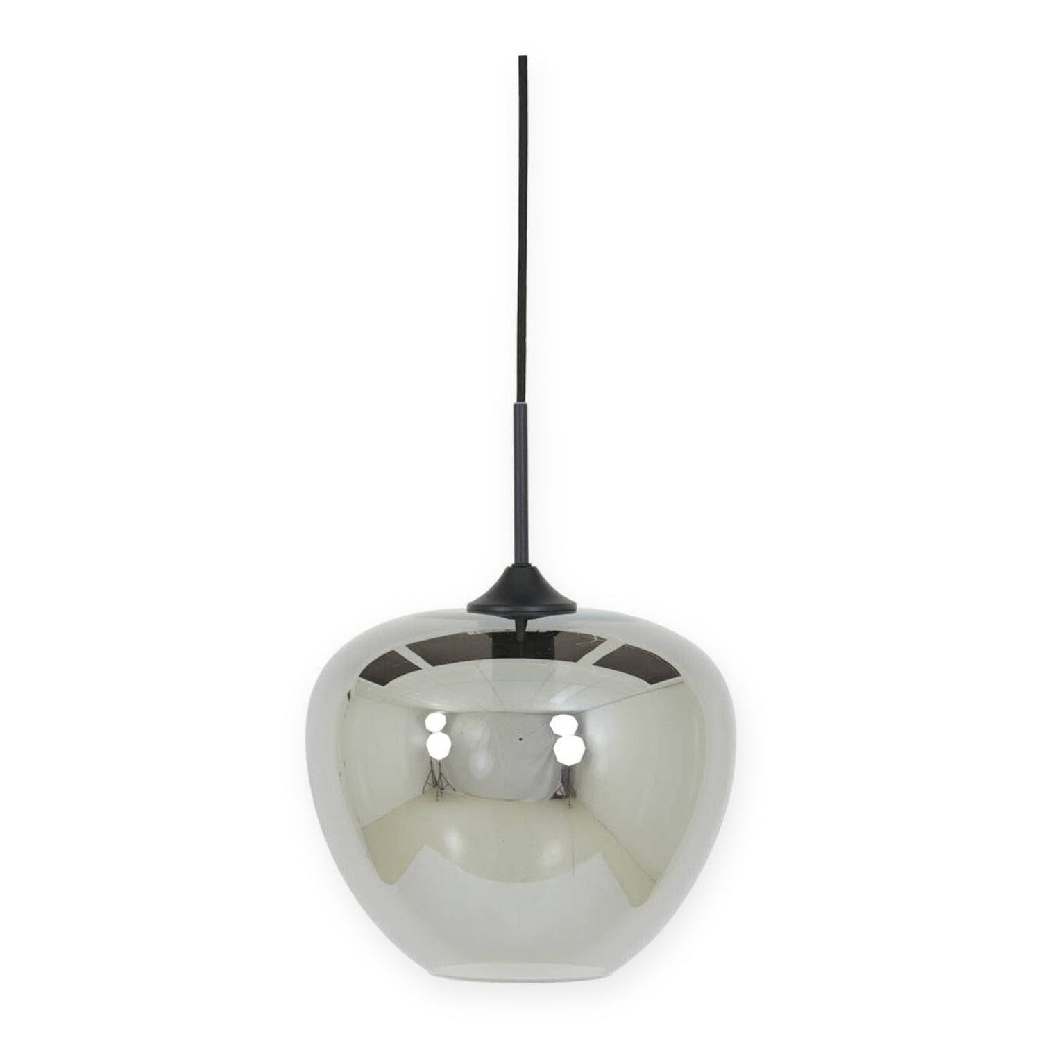Mayson Smoked Glass & Matt Black Pendant Light 30cm