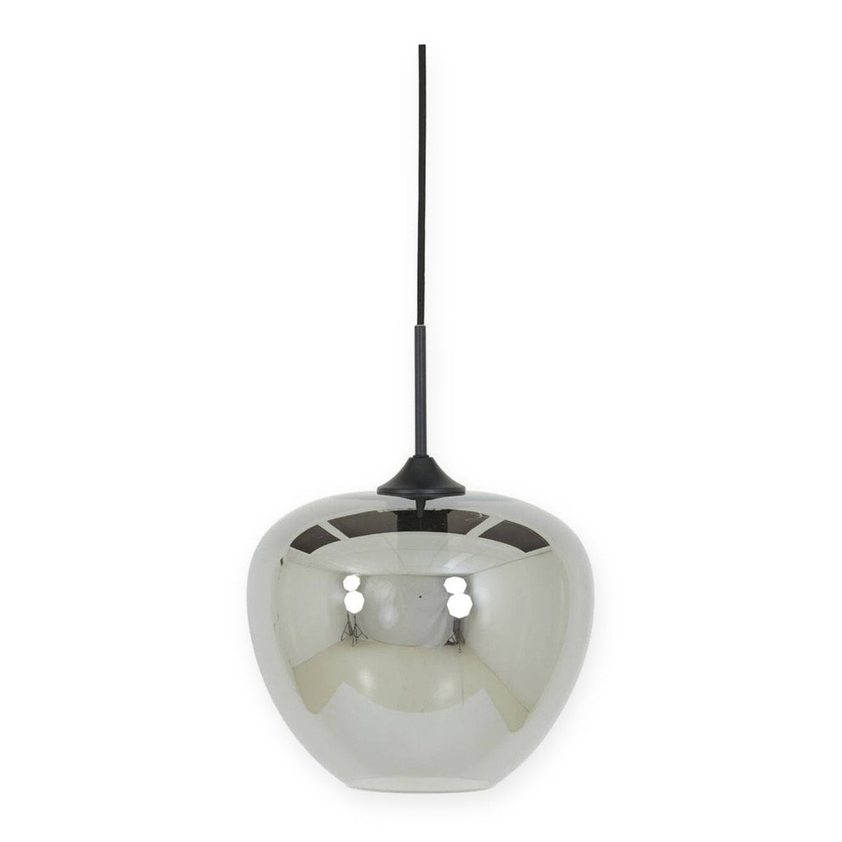 Mayson Smoked Glass & Matt Black Pendant Light 30cm