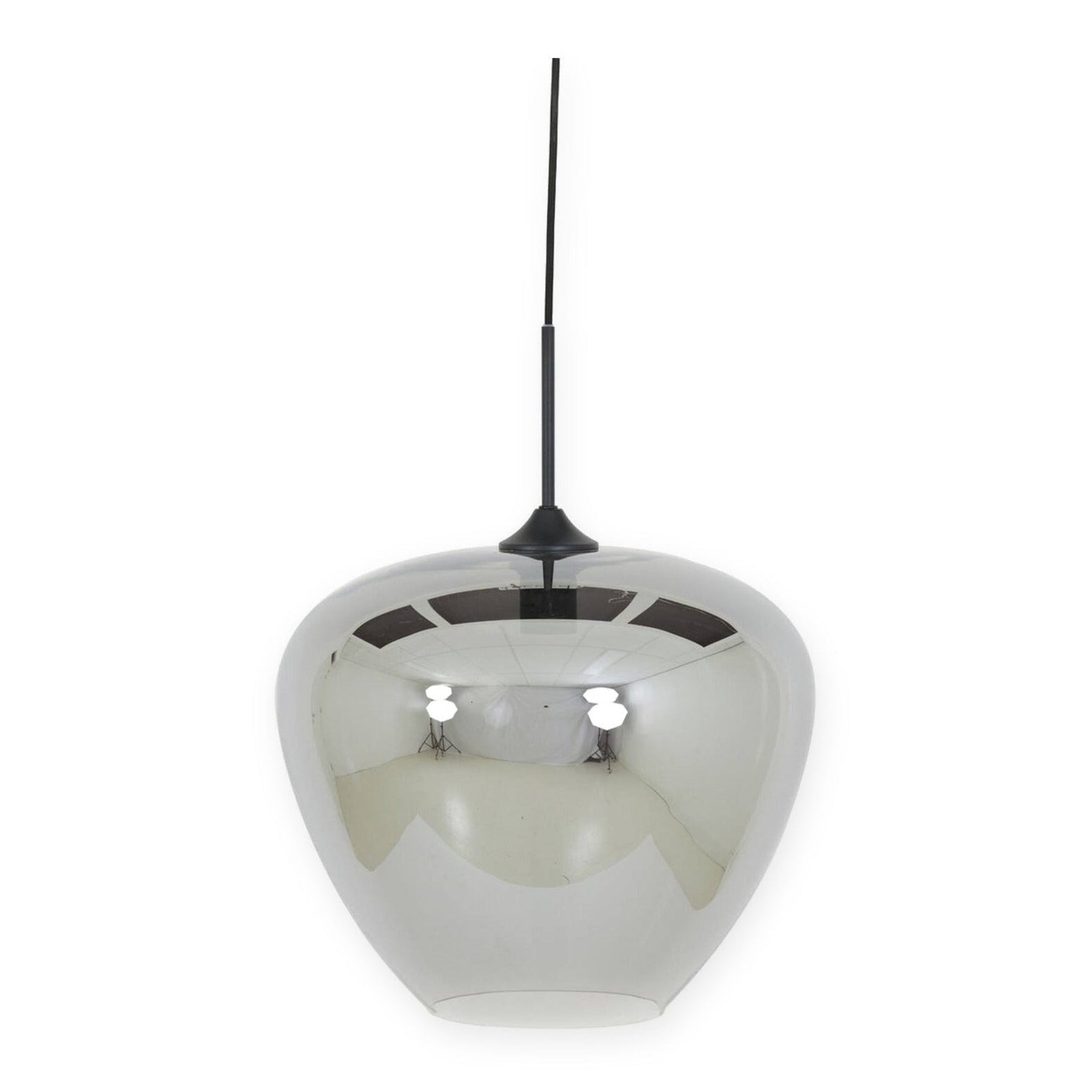 Mayson Smoked Glass & Matt Black Pendant Light 40cm