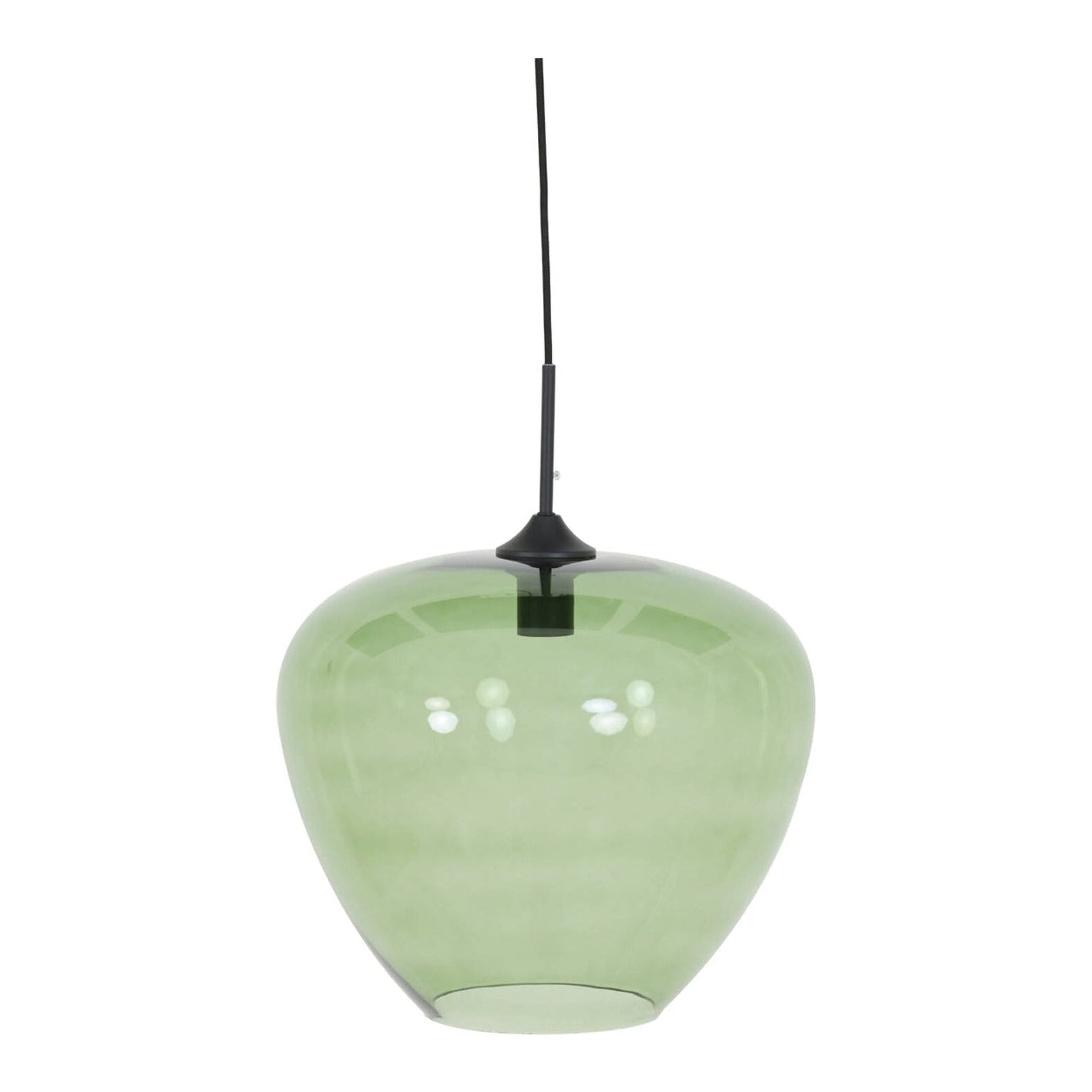 Mayson Green Glass & Matt Black Pendant Light 40cm