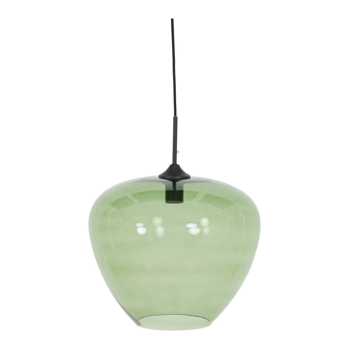 Mayson Green Glass & Matt Black Pendant Light 40cm
