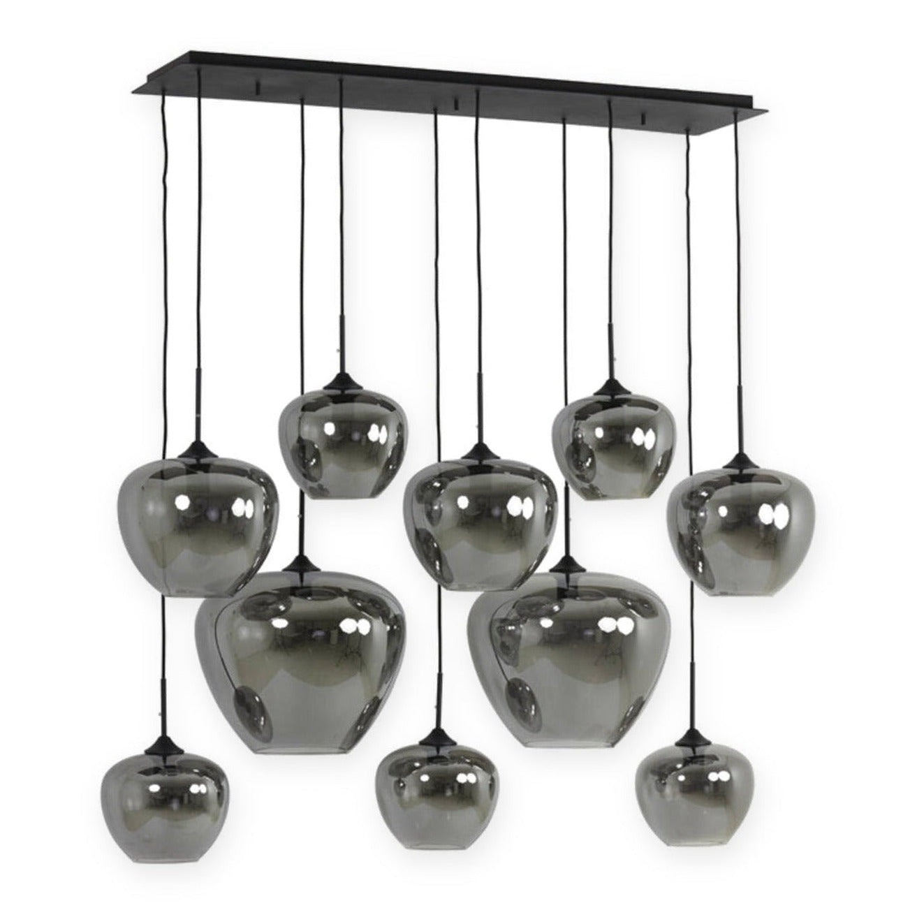 Mayson Smoked Glass & Matt Black 10 Light Pendant Light