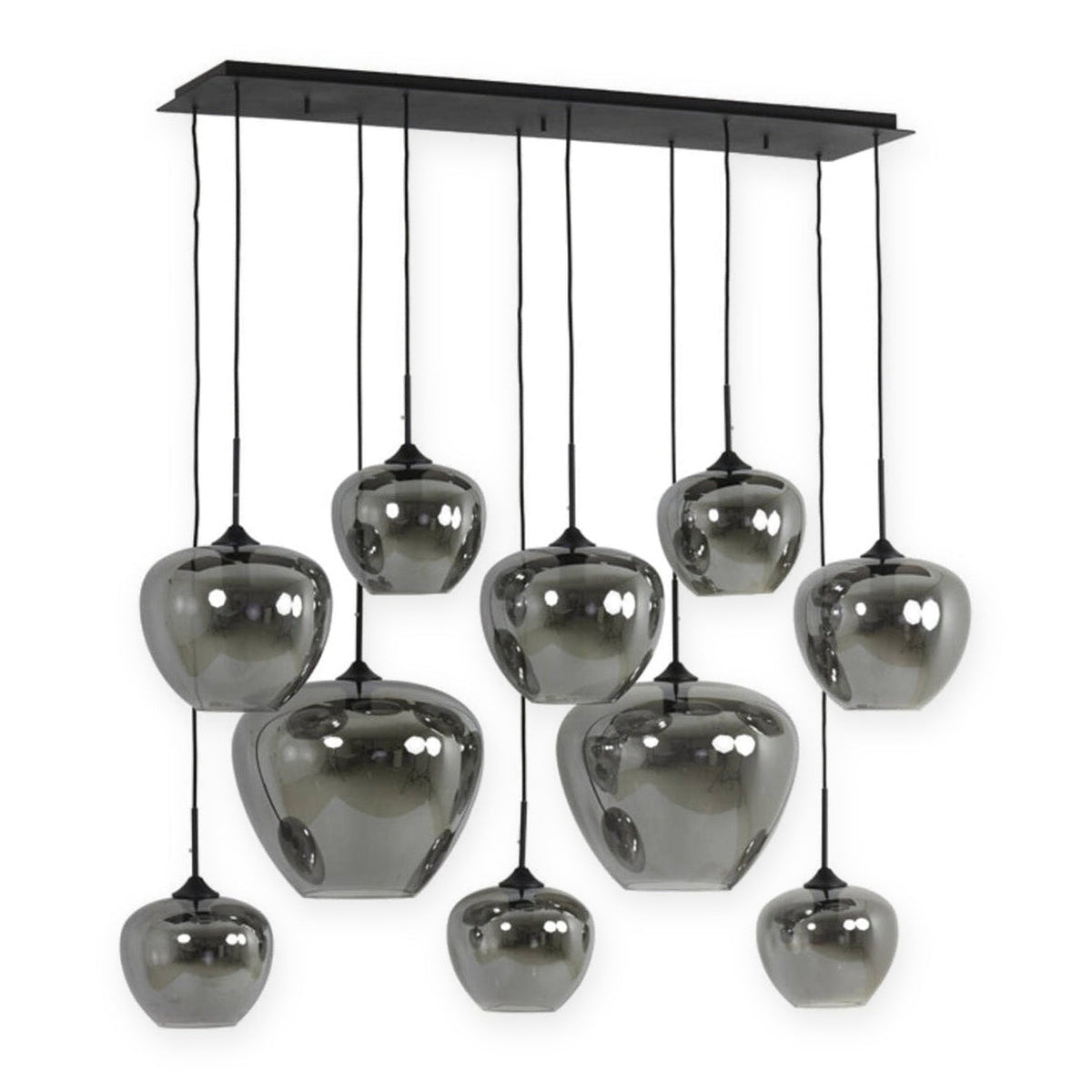 Mayson Smoked Glass & Matt Black 10 Light Pendant Light
