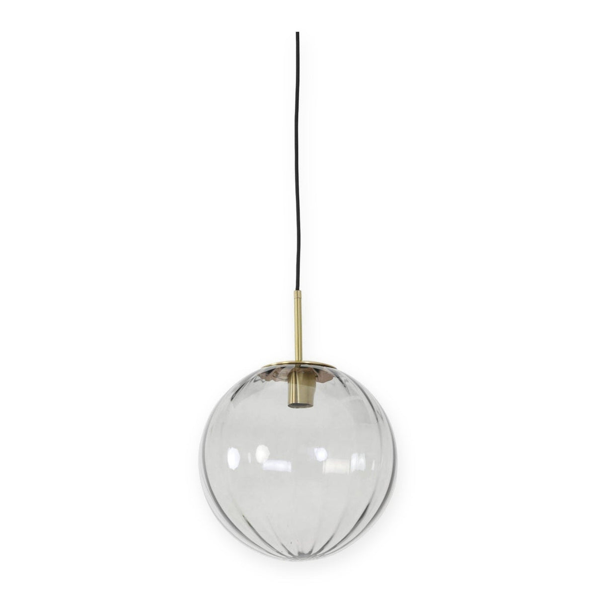Magdala Light Grey Glass & Gold Pendant Light 30cm