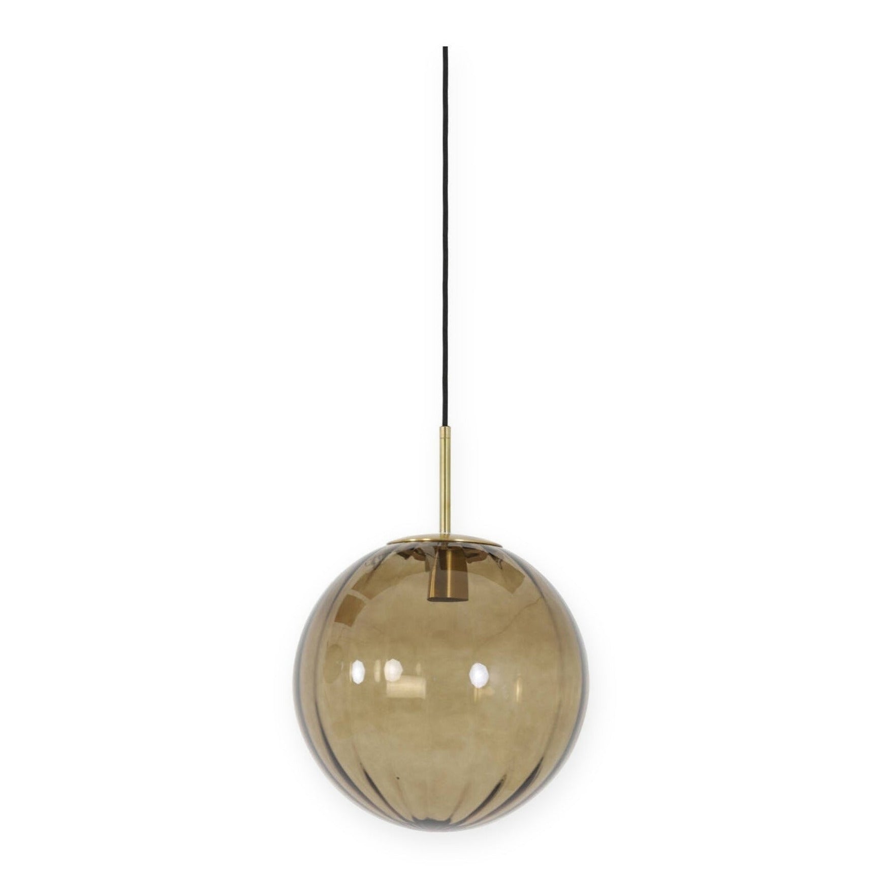 Magdala Brown Glass & Gold Pendant Light 30cm