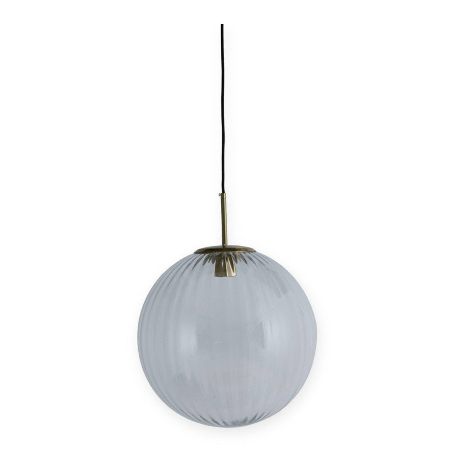 Magdala Light Grey Glass & Gold Pendant Light 40cm