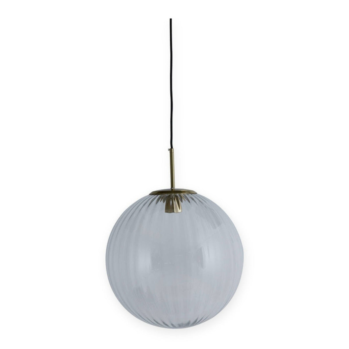 Magdala Light Grey Glass & Gold Pendant Light 40cm