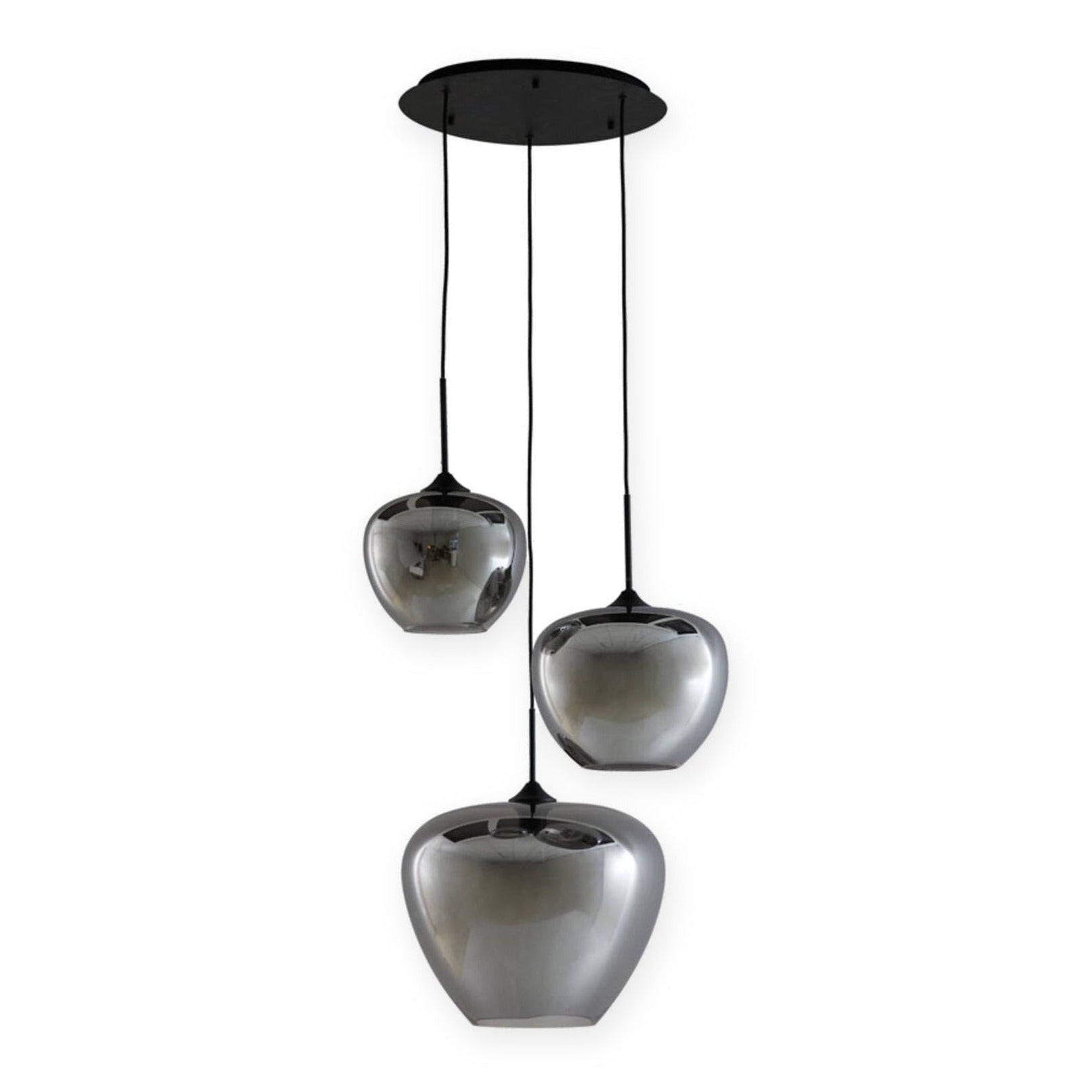 Mayson Smoked Glass & Matt Black 3 Light Pendant Light
