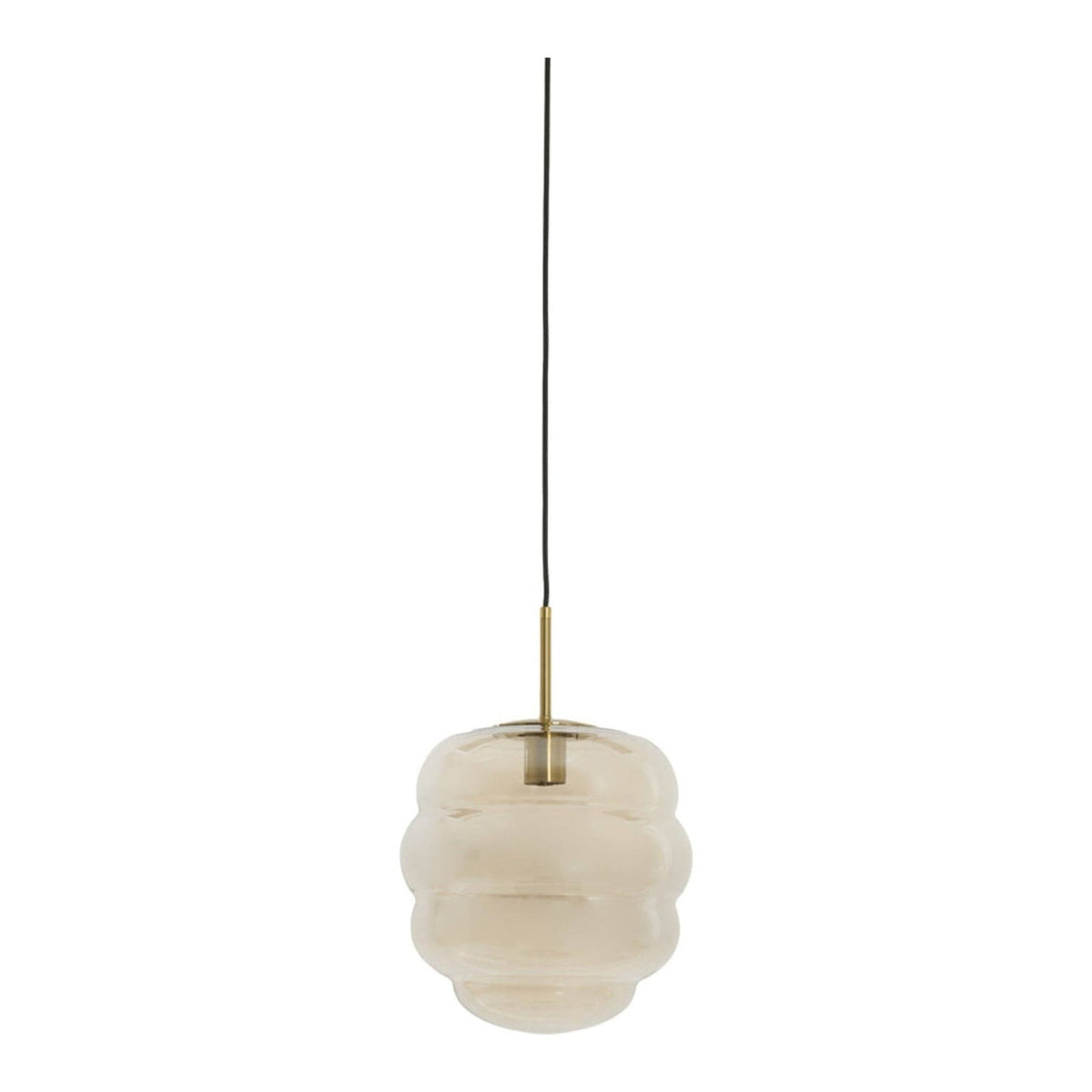 Misty Amber Glass & Gold Pendant Light 30cm