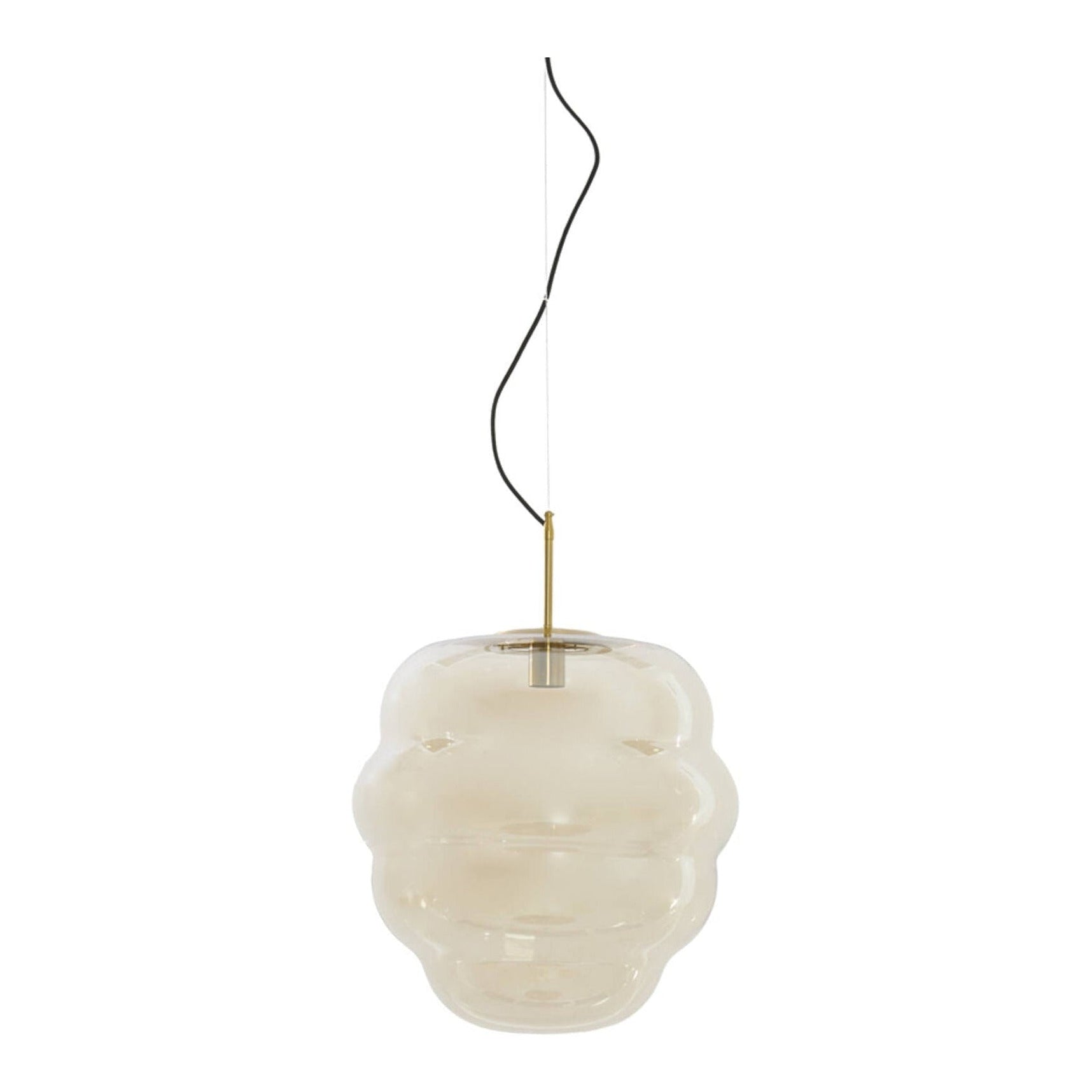 Misty Amber Glass & Gold Pendant Light 45cm