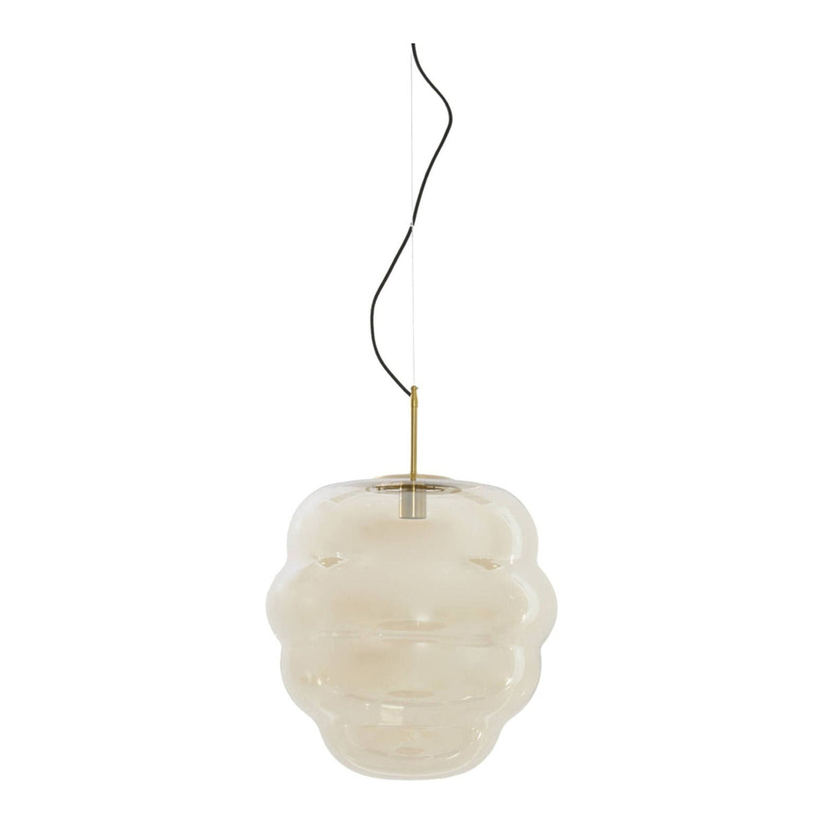 Misty Amber Glass & Gold Pendant Light 45cm