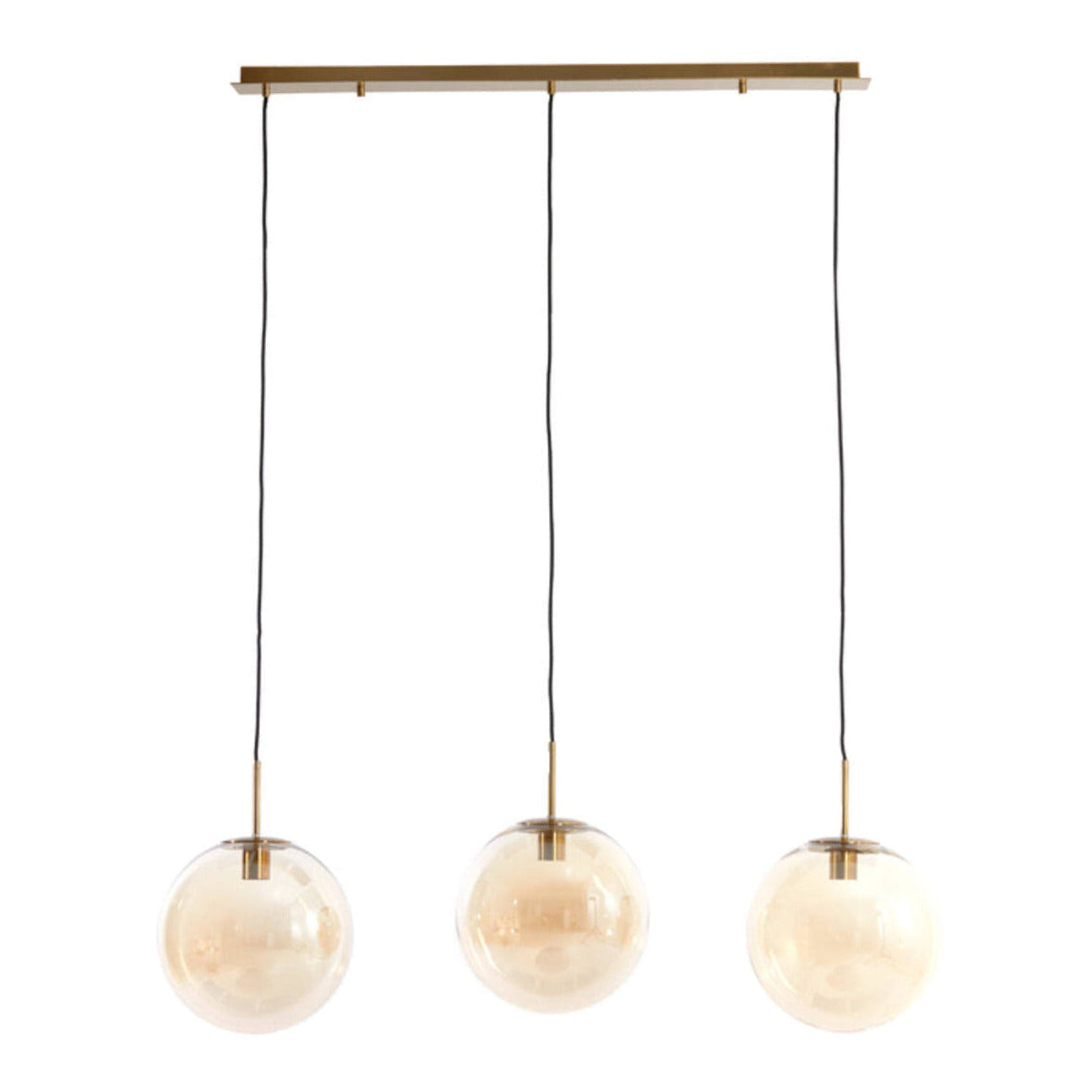 Medina Amber Glass & Gold 3 Light Pendant Light