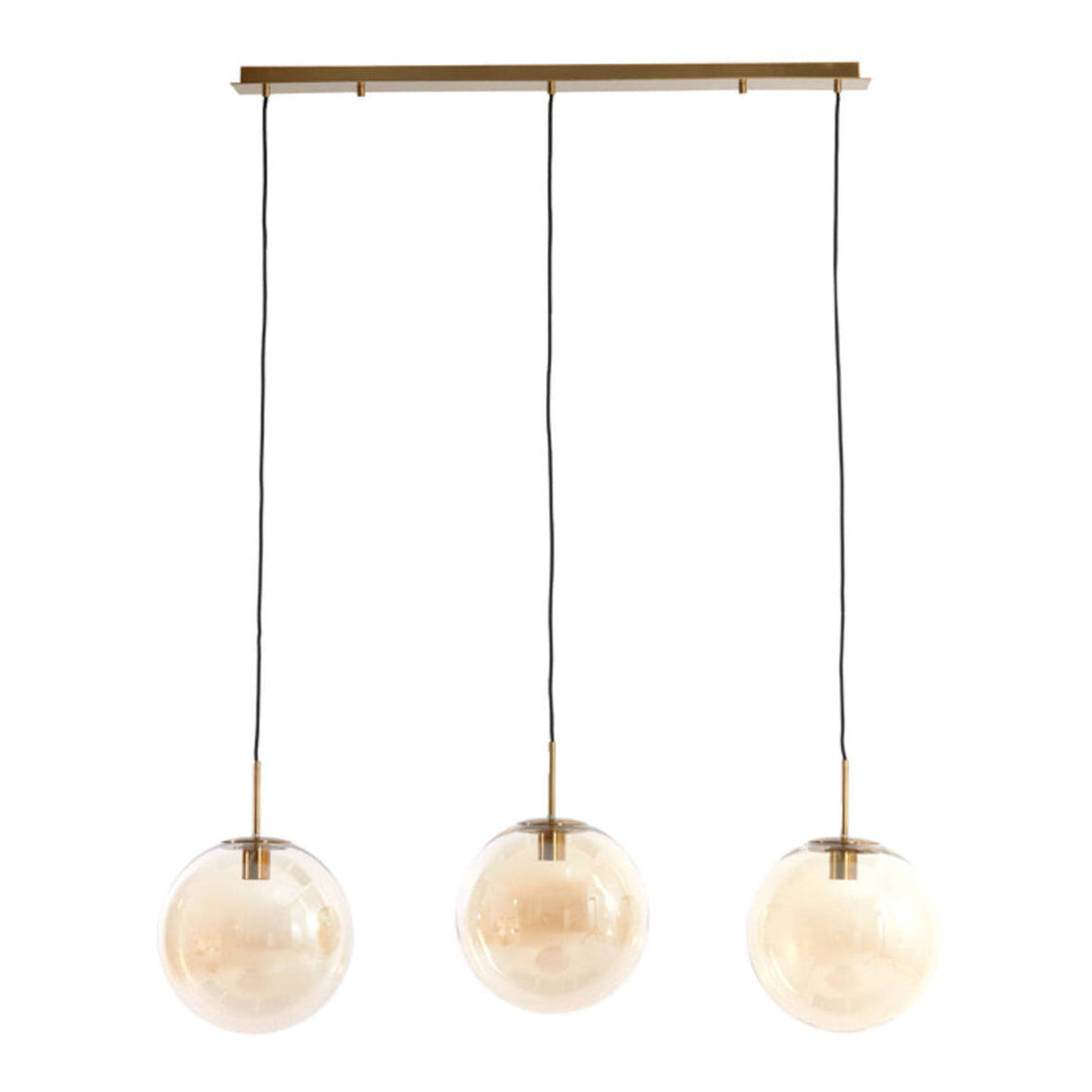 Medina Amber Glass & Gold 3 Light Pendant Light