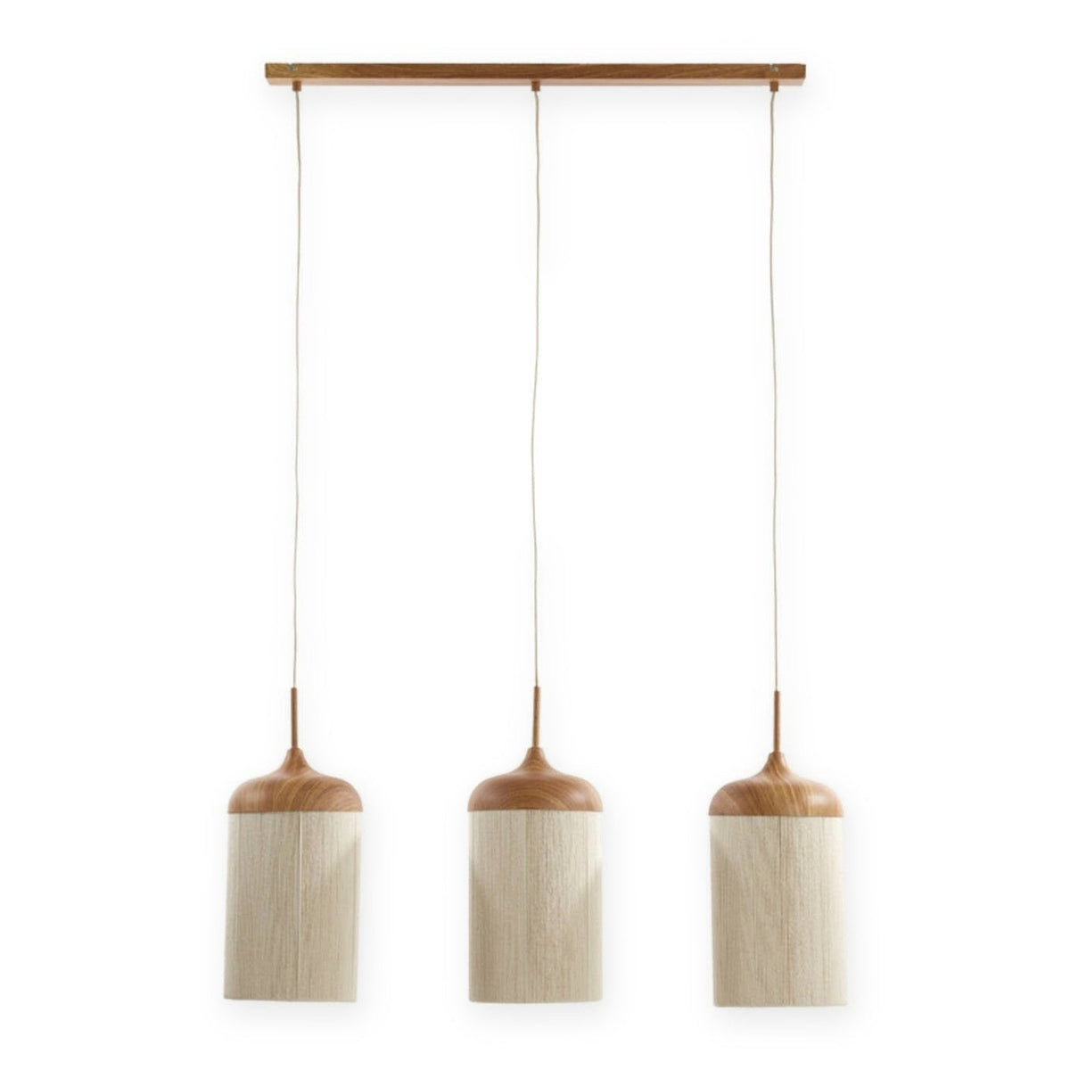 Dania Natural & Cream Rope 3 Light Pendant Light 90cm