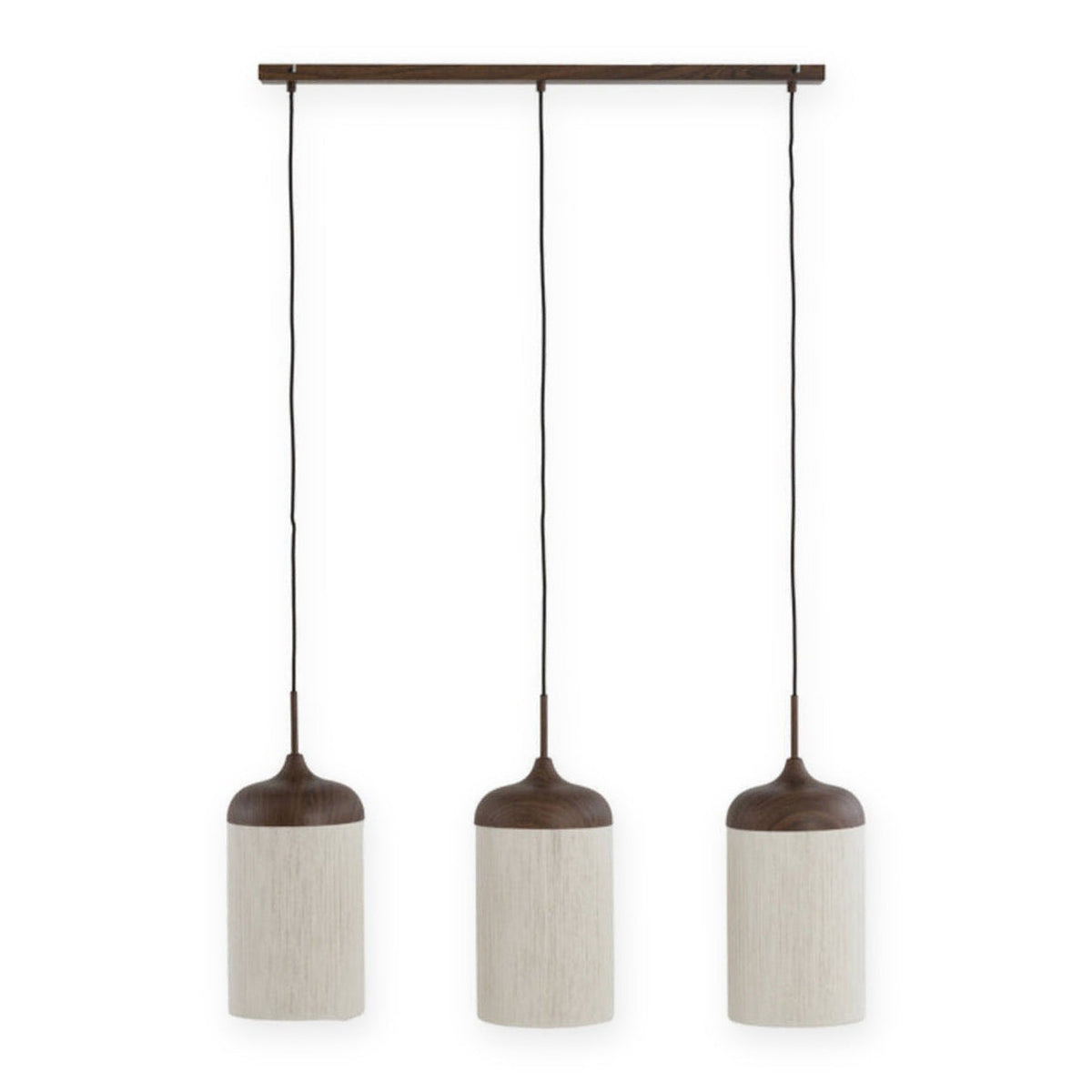 Dania Dark Brown & Cream Rope 3 Light Pendant Light 90cm