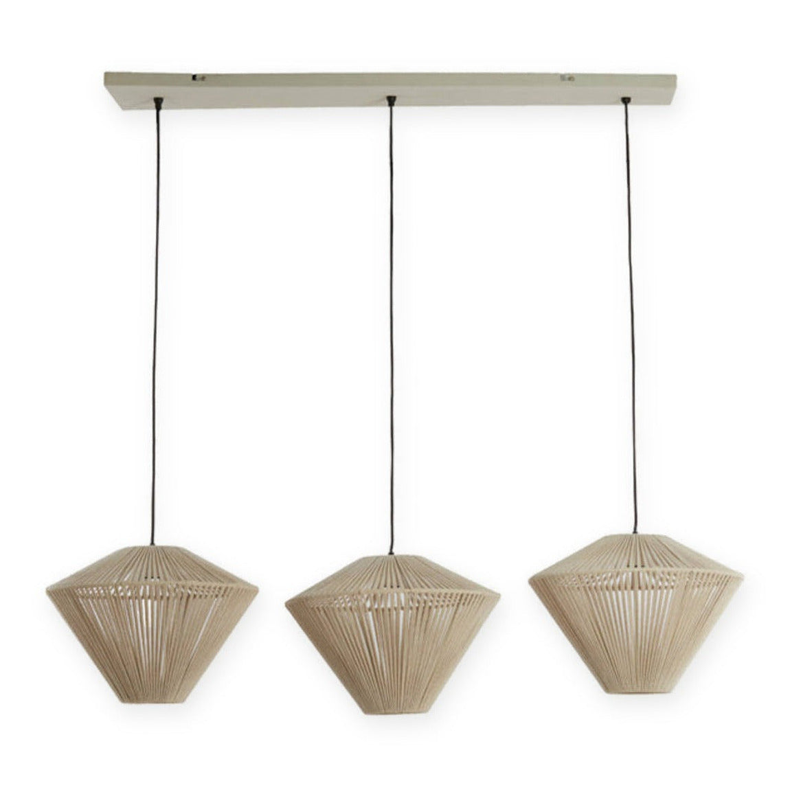 Felida Cream Rope & Metal 3 Light Pendant Light